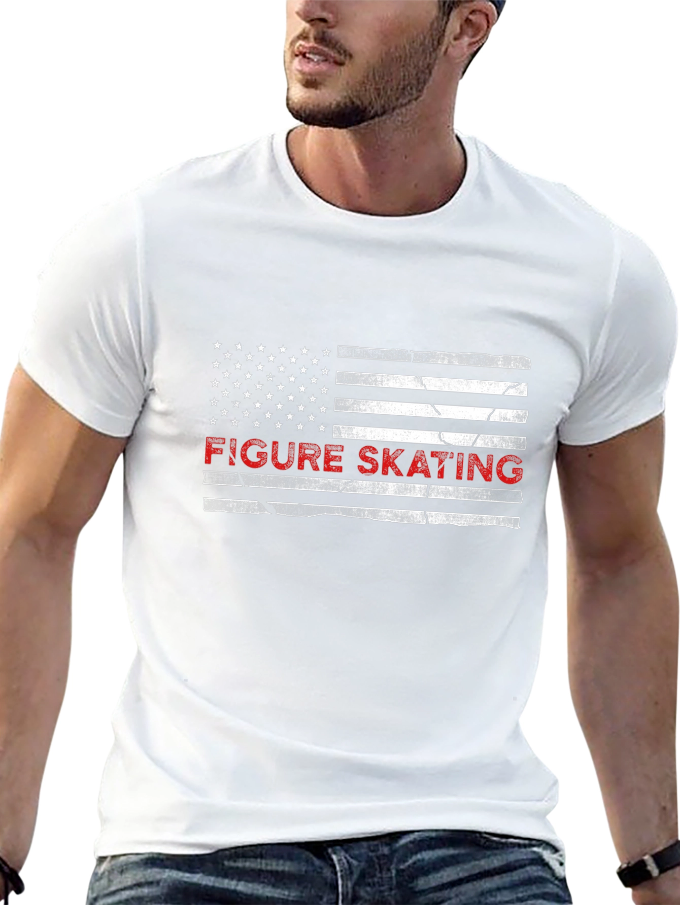 Figure Skating American Flag Graphic Tee