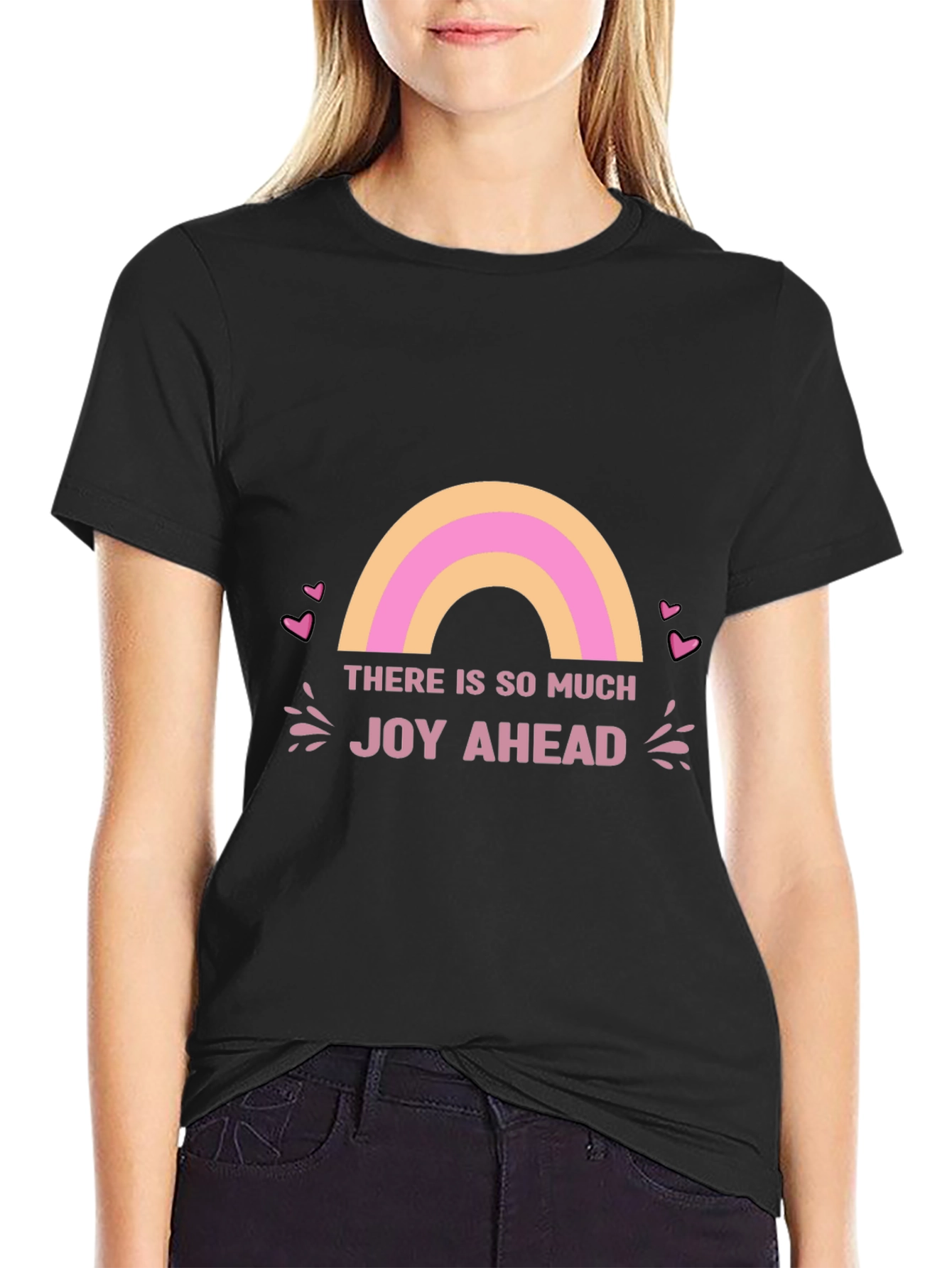 Joy Ahead Graphic Tee - Positive Vibes Black T-Shirt