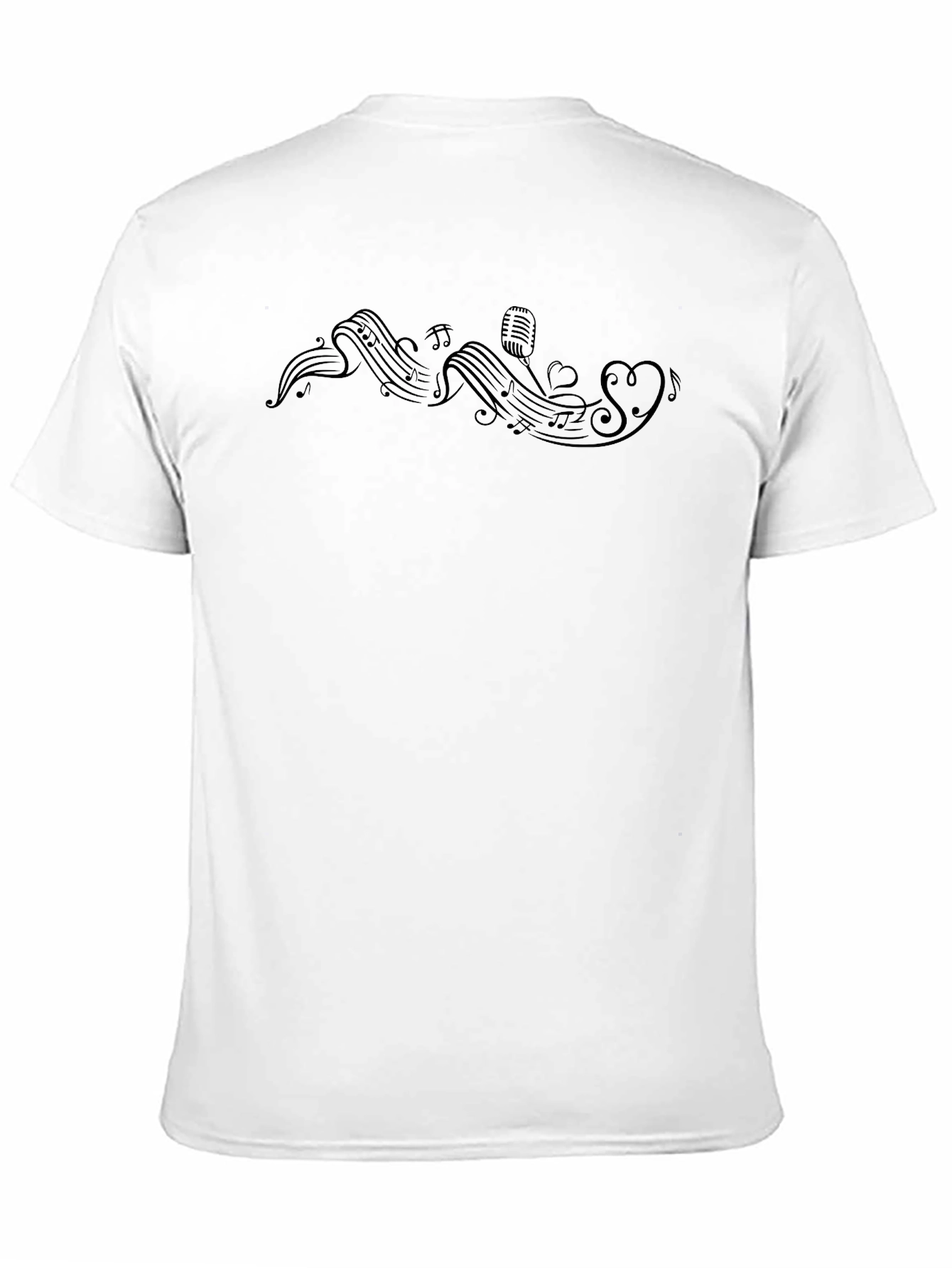 Music Lover Tee - Notes Mic & Heart Graphic