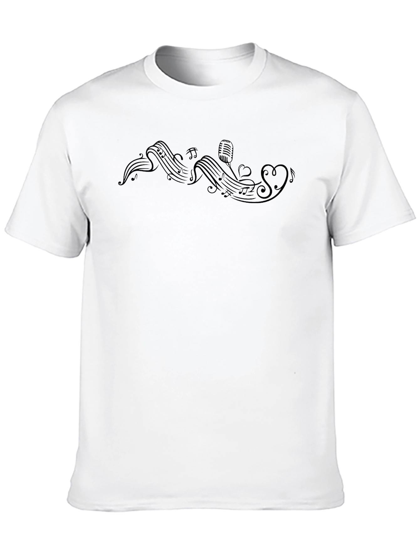 Music Lover Tee - Notes Mic & Heart Graphic