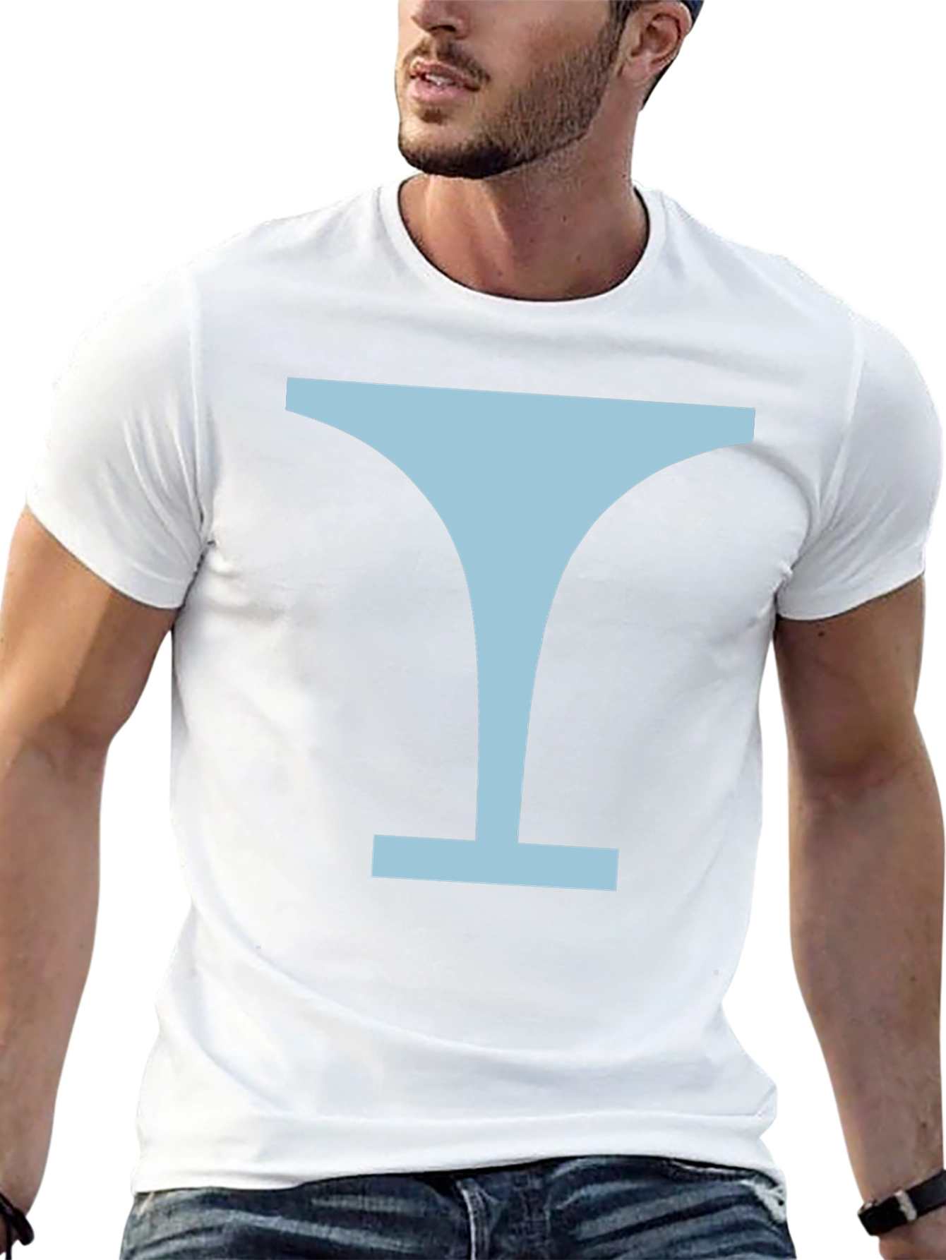 Minimalist Martini Glass Graphic Tee - Black