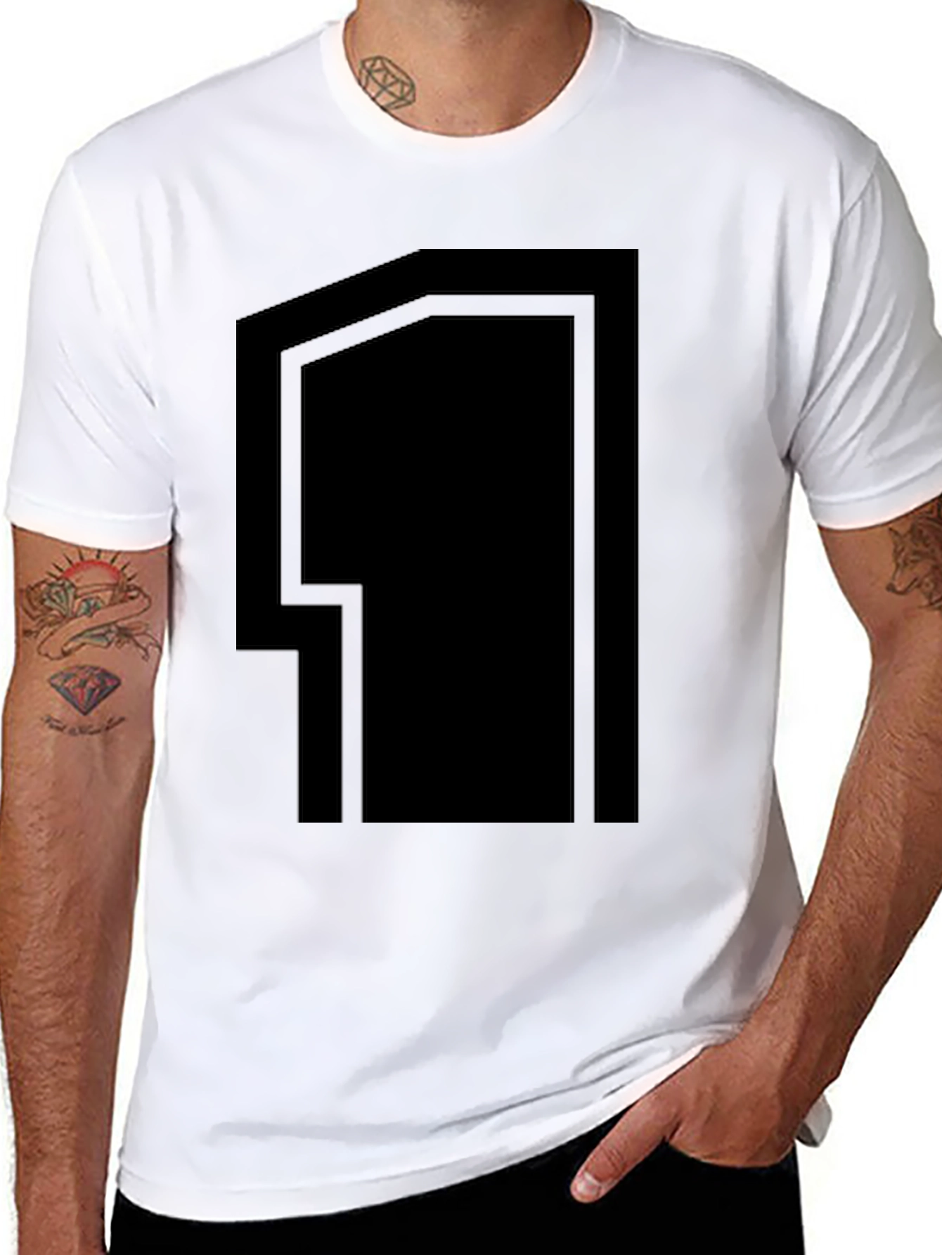 Bold Graphic Number 1 T-Shirt - Black