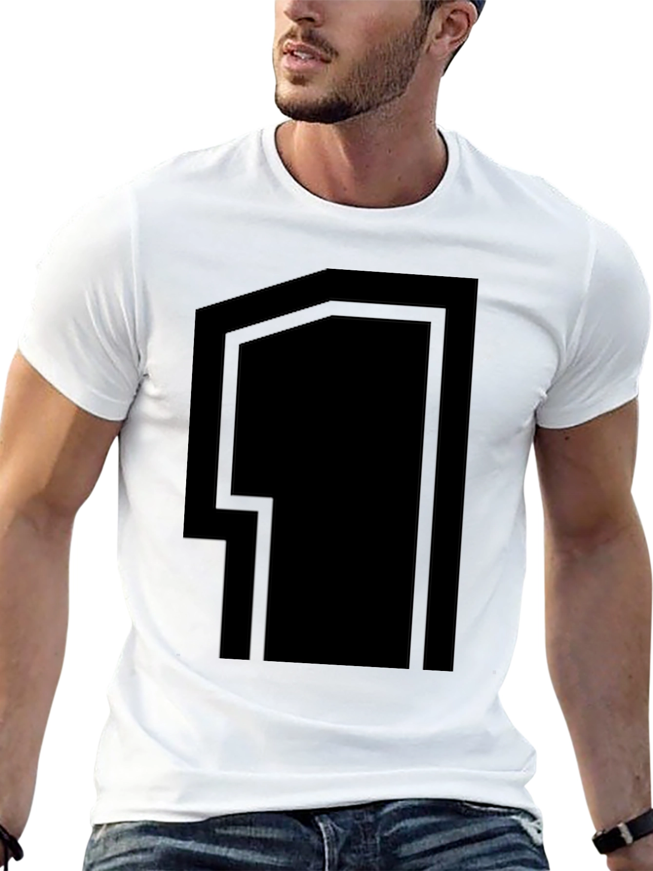 Bold Graphic Number 1 T-Shirt - Black