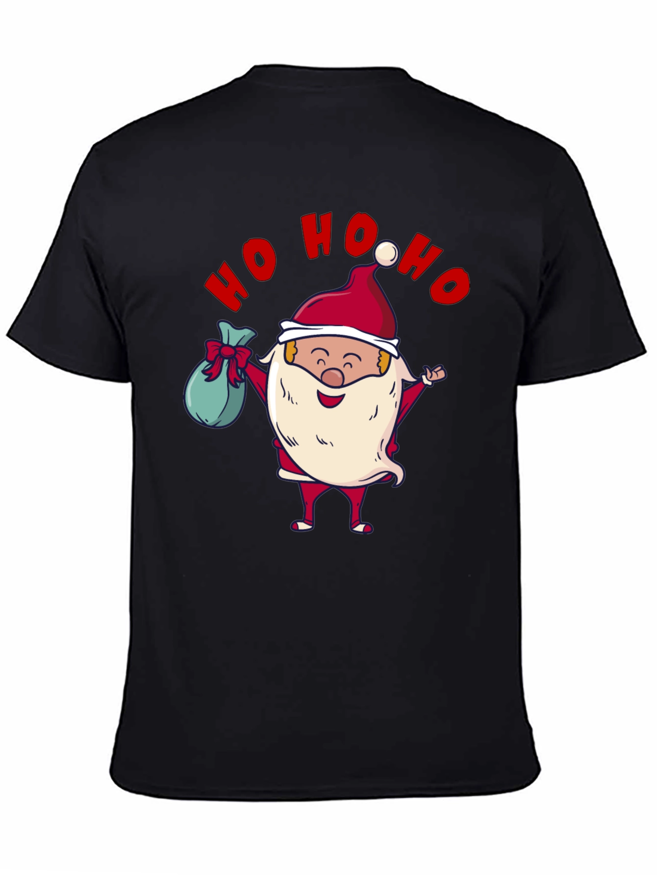 Festive Santa Ho Ho Ho Black T-Shirt