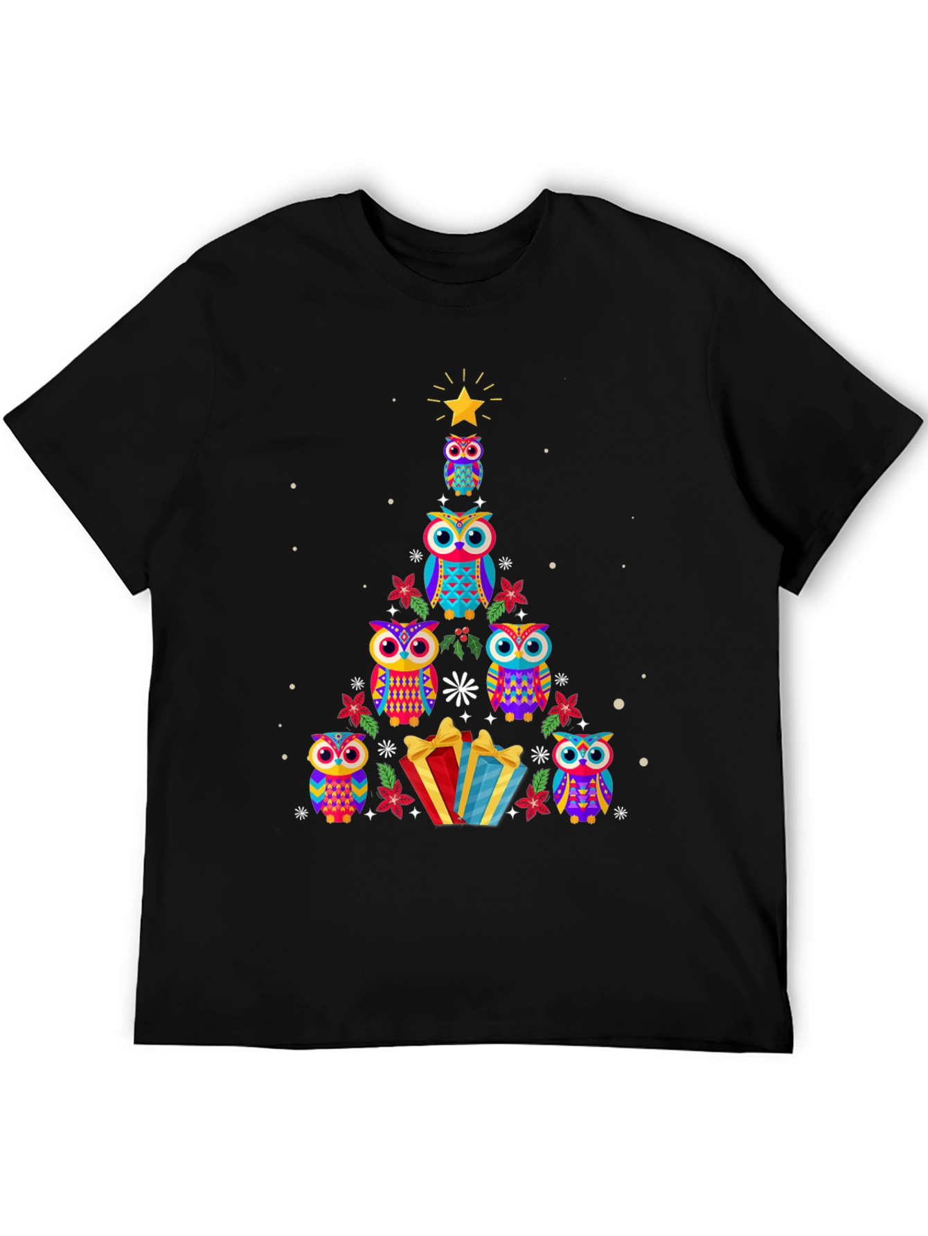 Festive Owl Christmas Tree T-Shirt