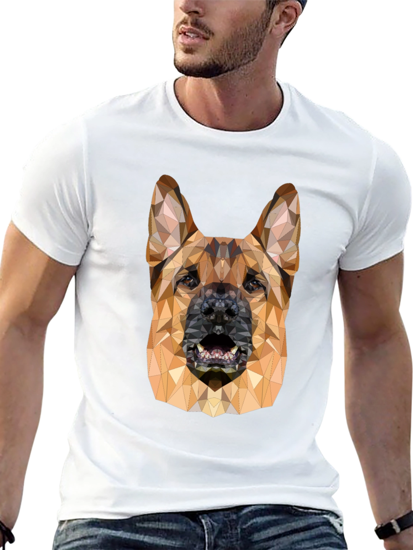 Geometric Dog Head Black T-Shirt