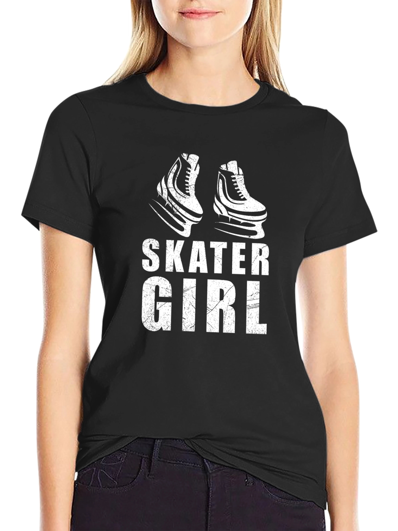 Skater Girl Graphic Tee - Black T-Shirt