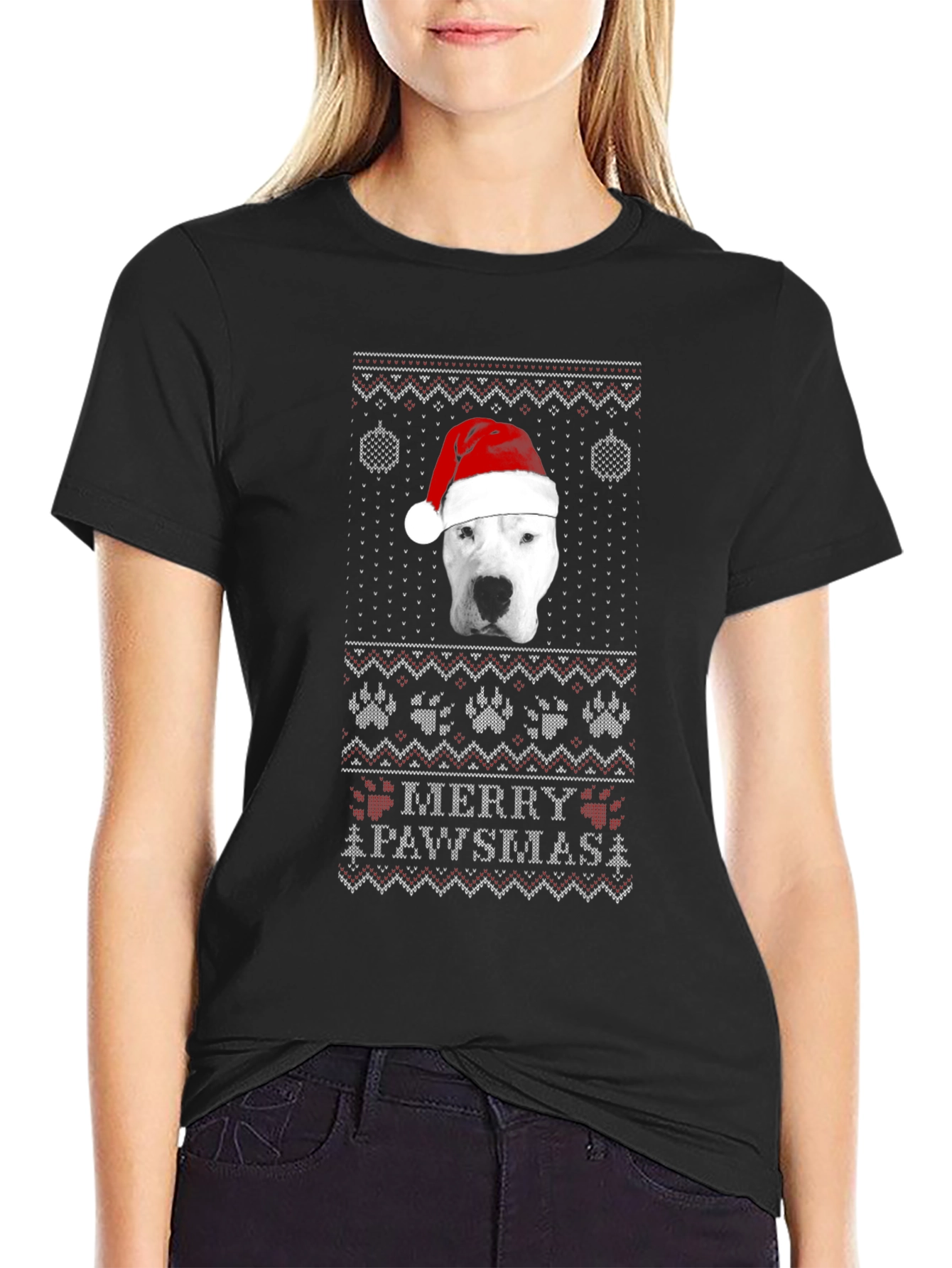 Merry Pawsmas Dog Christmas Sweater T-Shirt