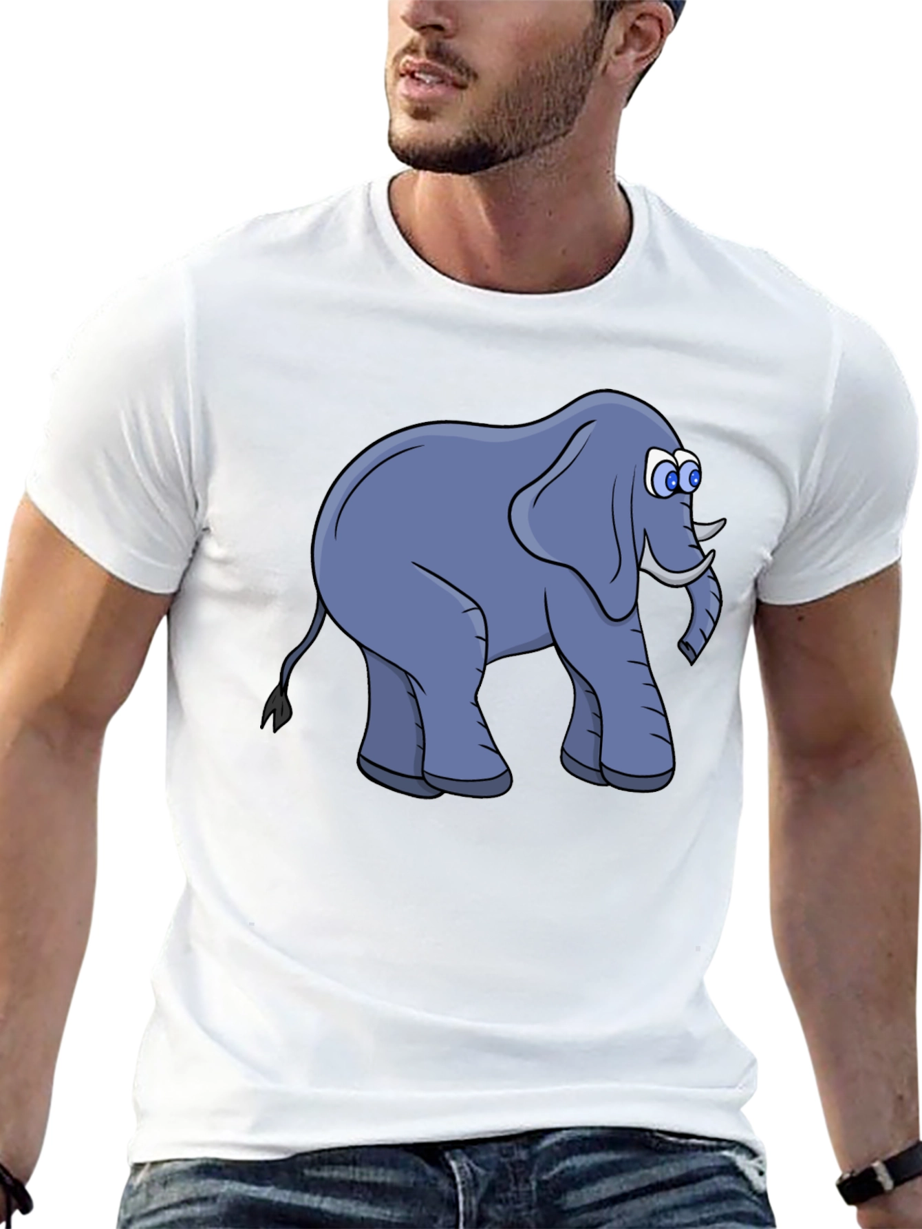 Elephant Cartoon Black T-Shirt