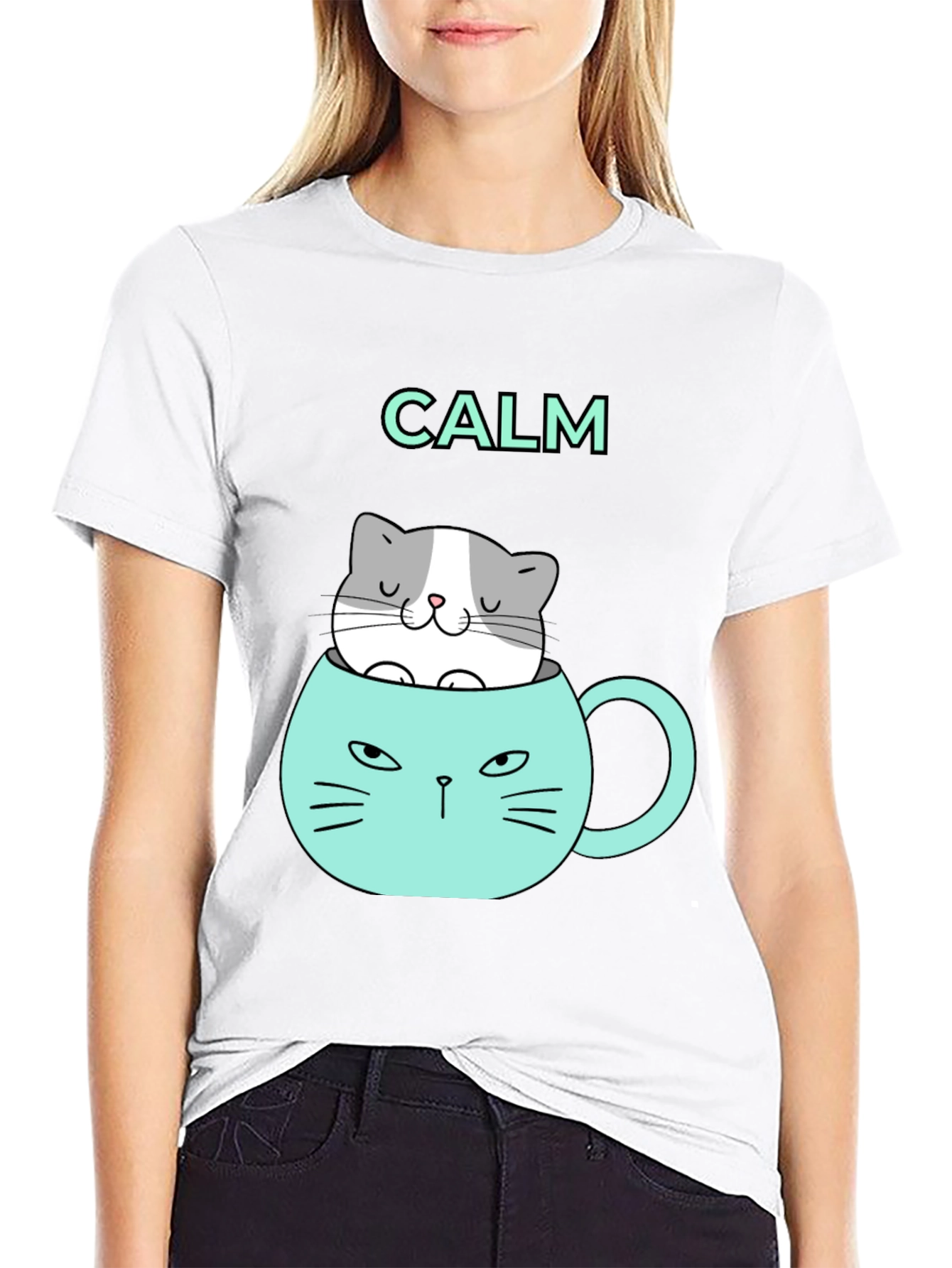 Calm Cat Mug Graphic Tee