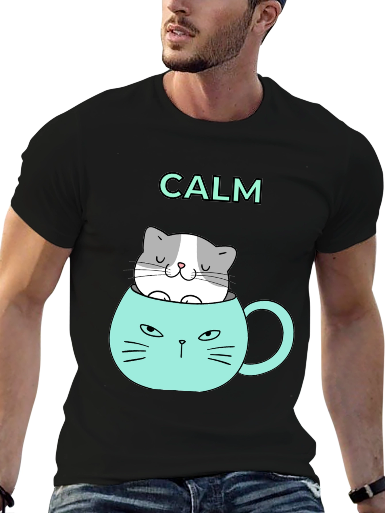 Calm Cat Mug Graphic Tee
