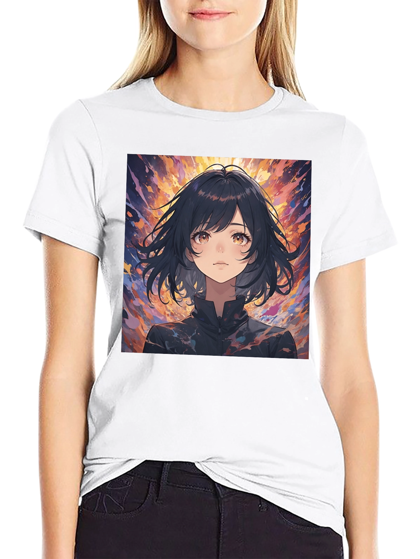 Anime Girl Black T-Shirt