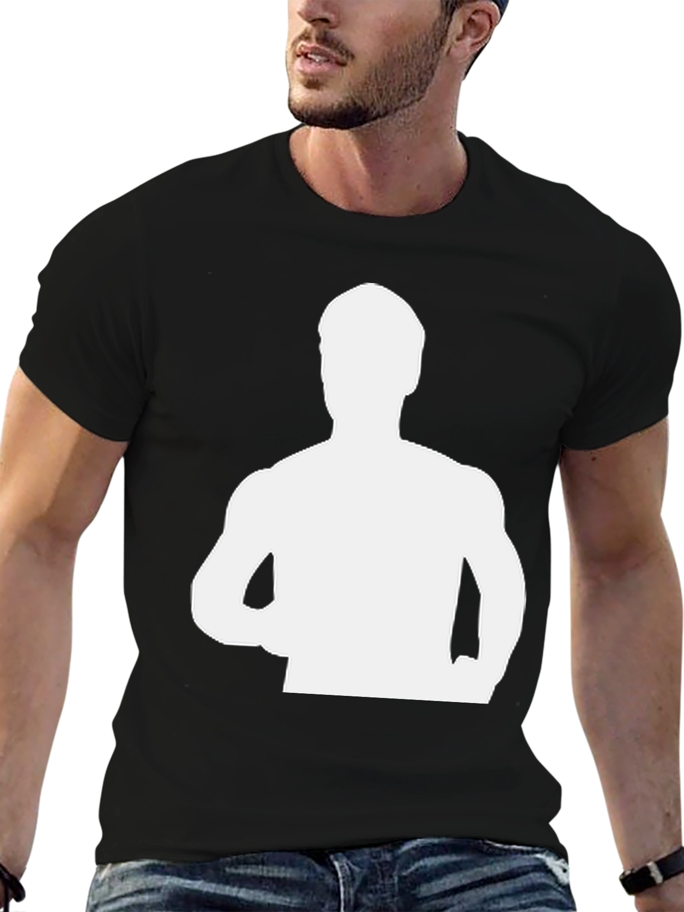 Mens Black T-Shirt with Figure Graphic