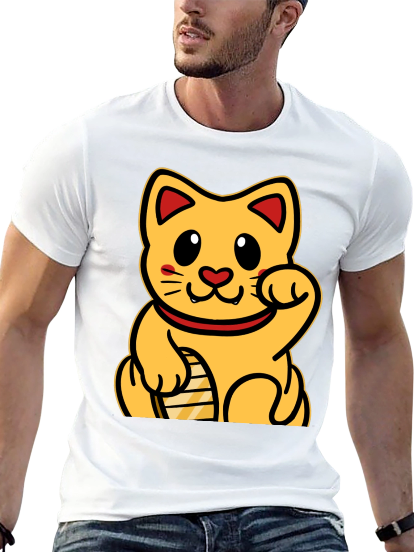 Lucky Cat Graphic T-Shirt - Black