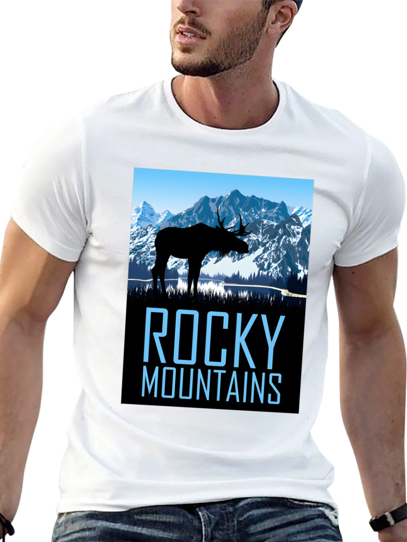 Rocky Mountains Moose Graphic T-Shirt