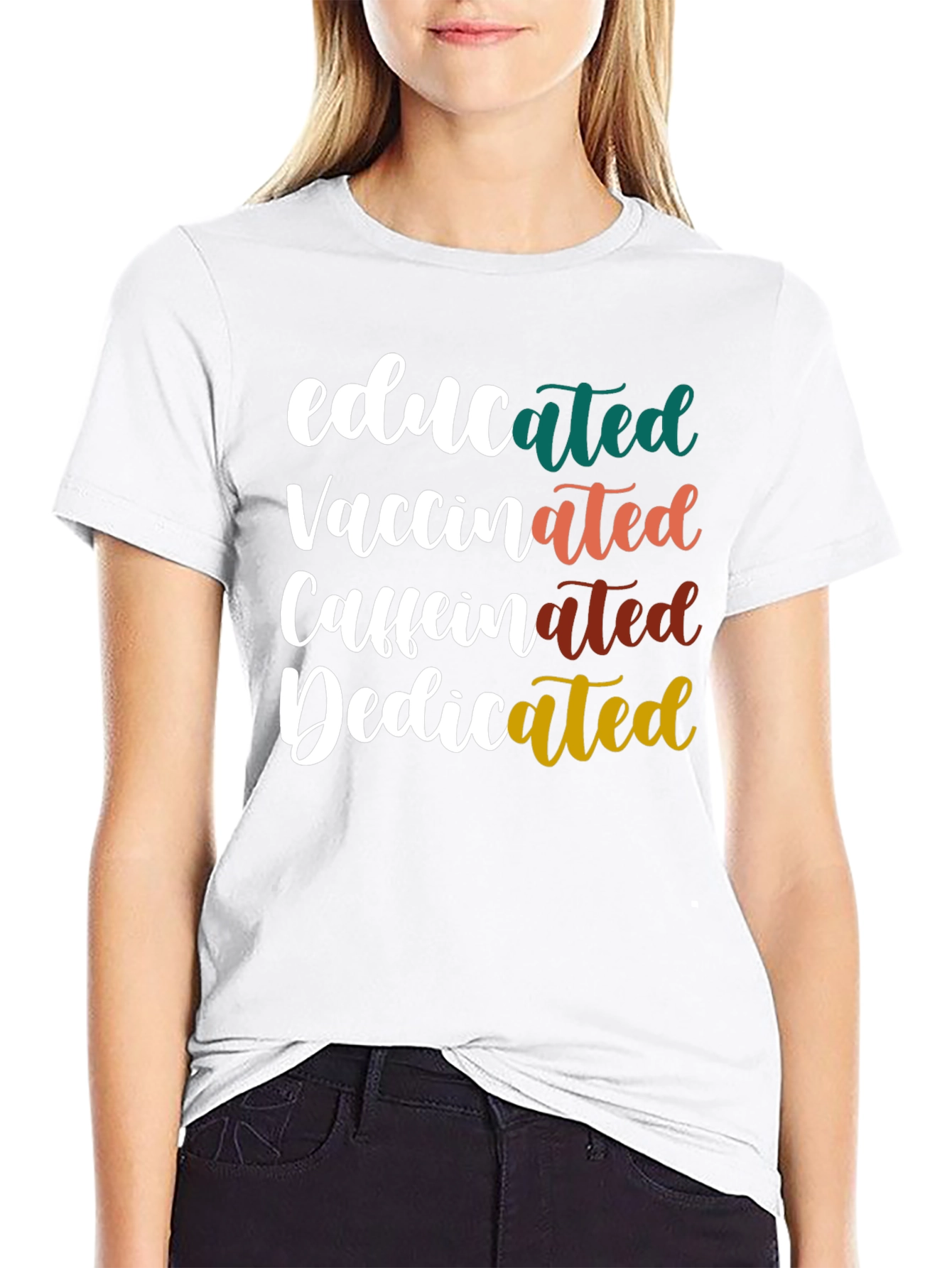 Educated Vaccinated Caffeinated Dedicated Tee