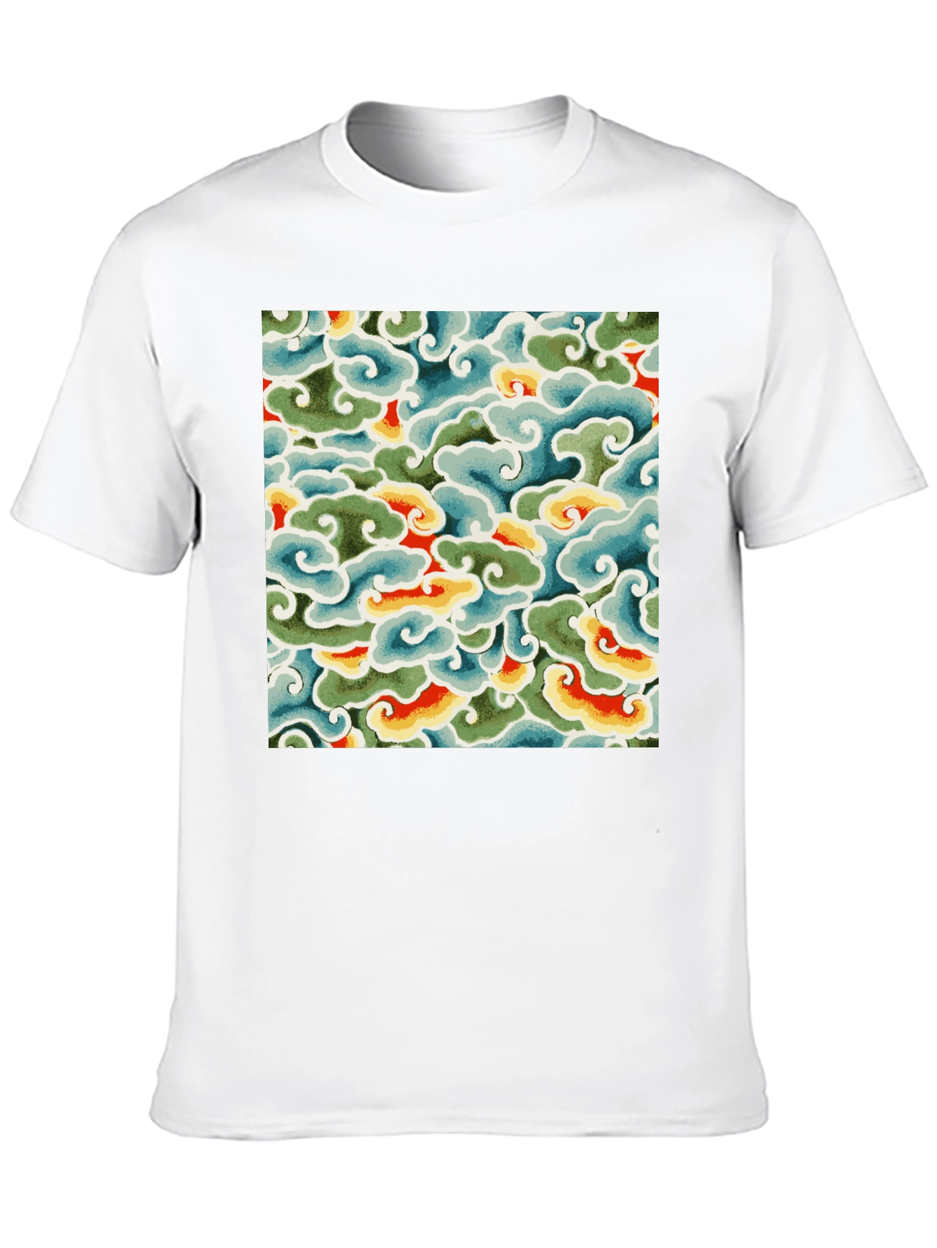 Abstract Cloud Pattern Graphic Tee - Soft Cotton Blend