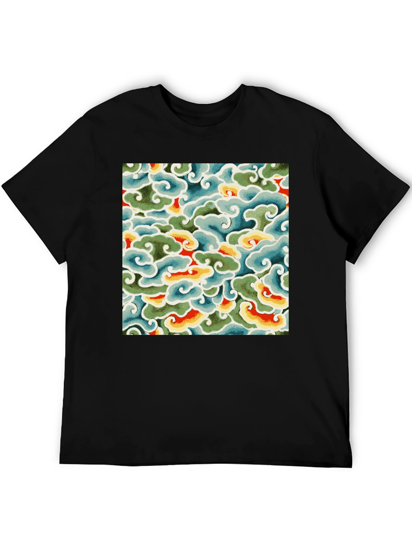 Abstract Cloud Pattern Graphic Tee - Soft Cotton Blend
