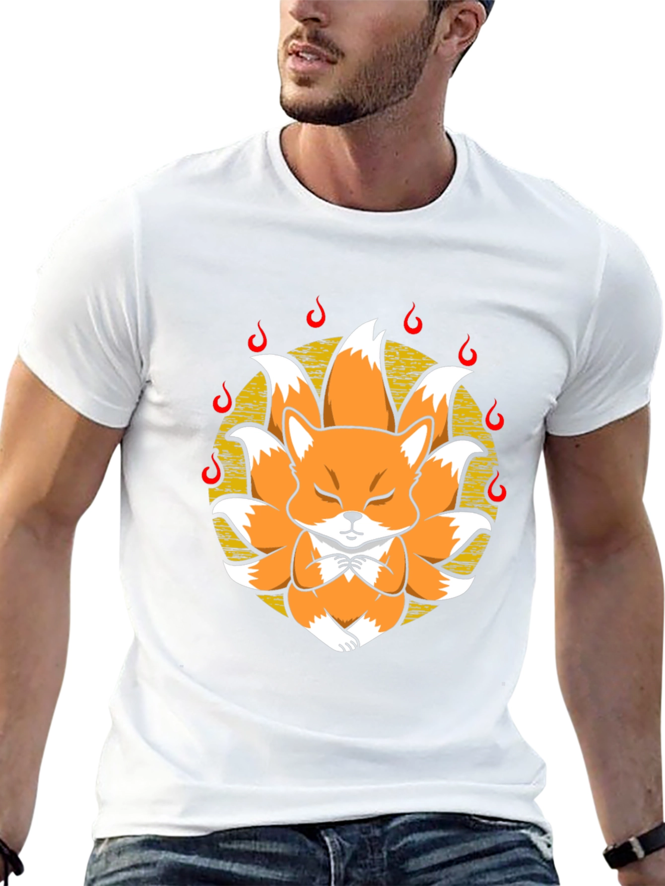 Nine-Tailed Fox Graphic Tee - Japanese Anime Shirt