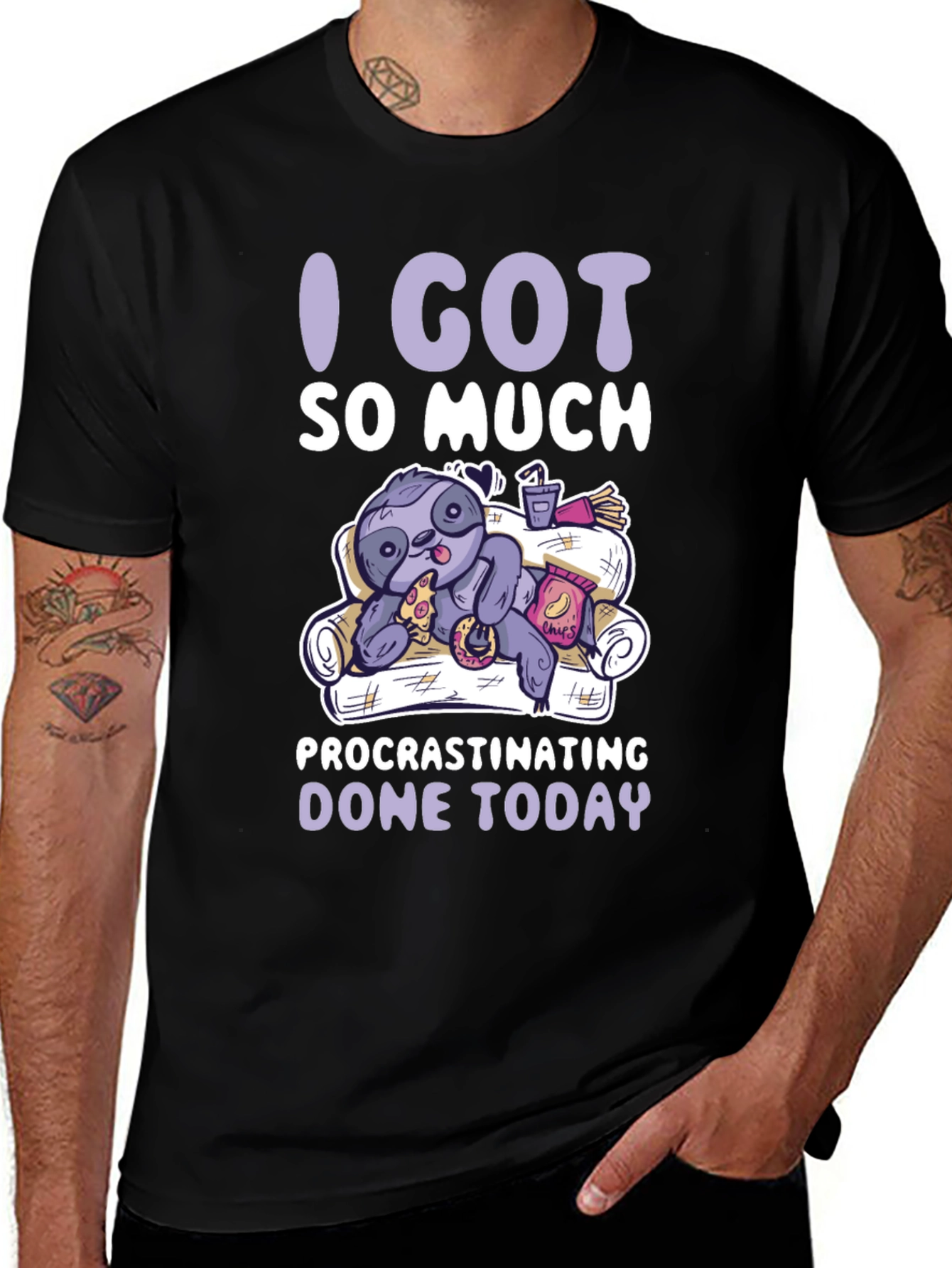 Procrastinating Sloth Graphic T-Shirt - Lazy Day Comfort