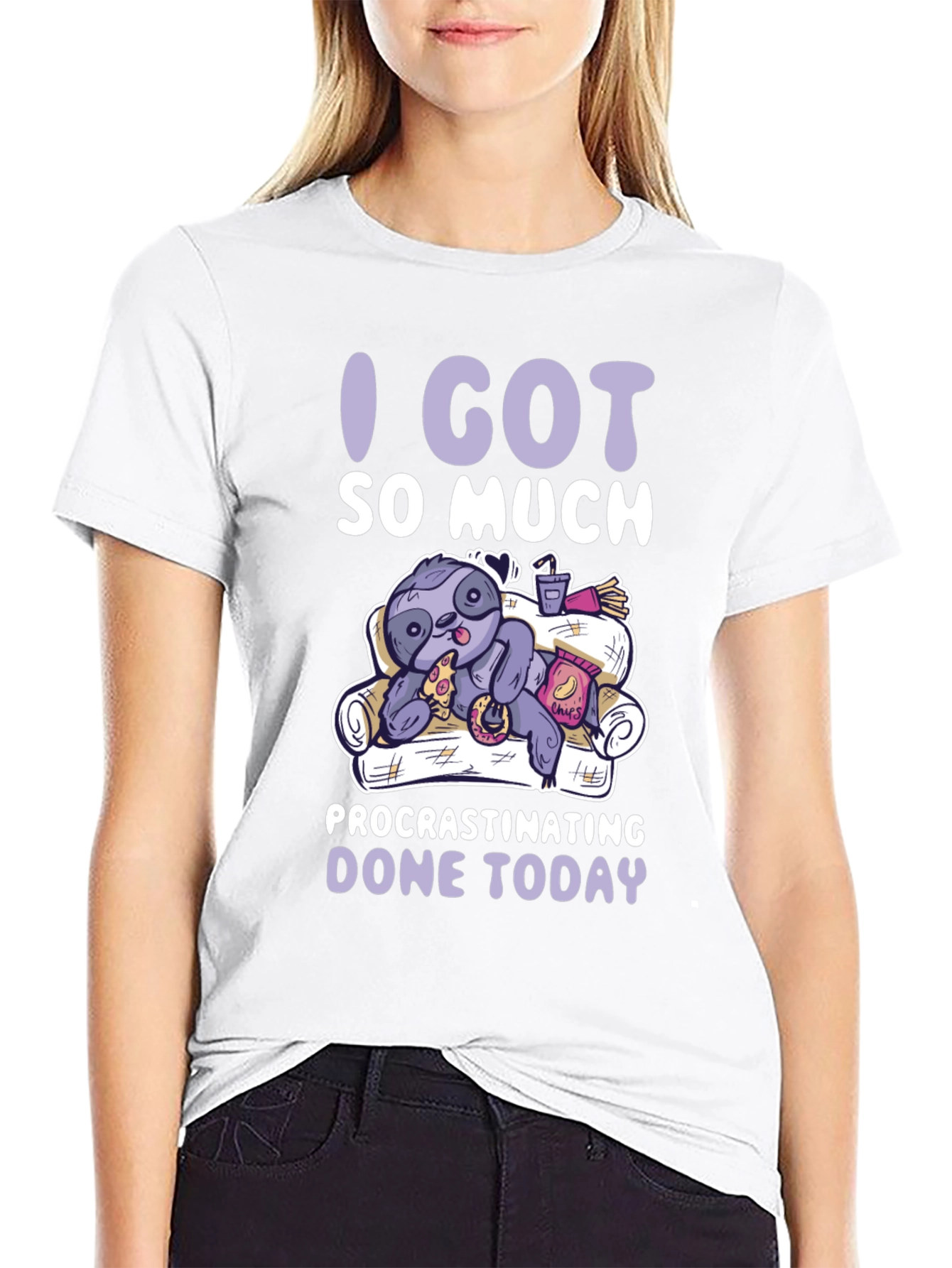 Procrastinating Sloth Graphic T-Shirt - Lazy Day Comfort