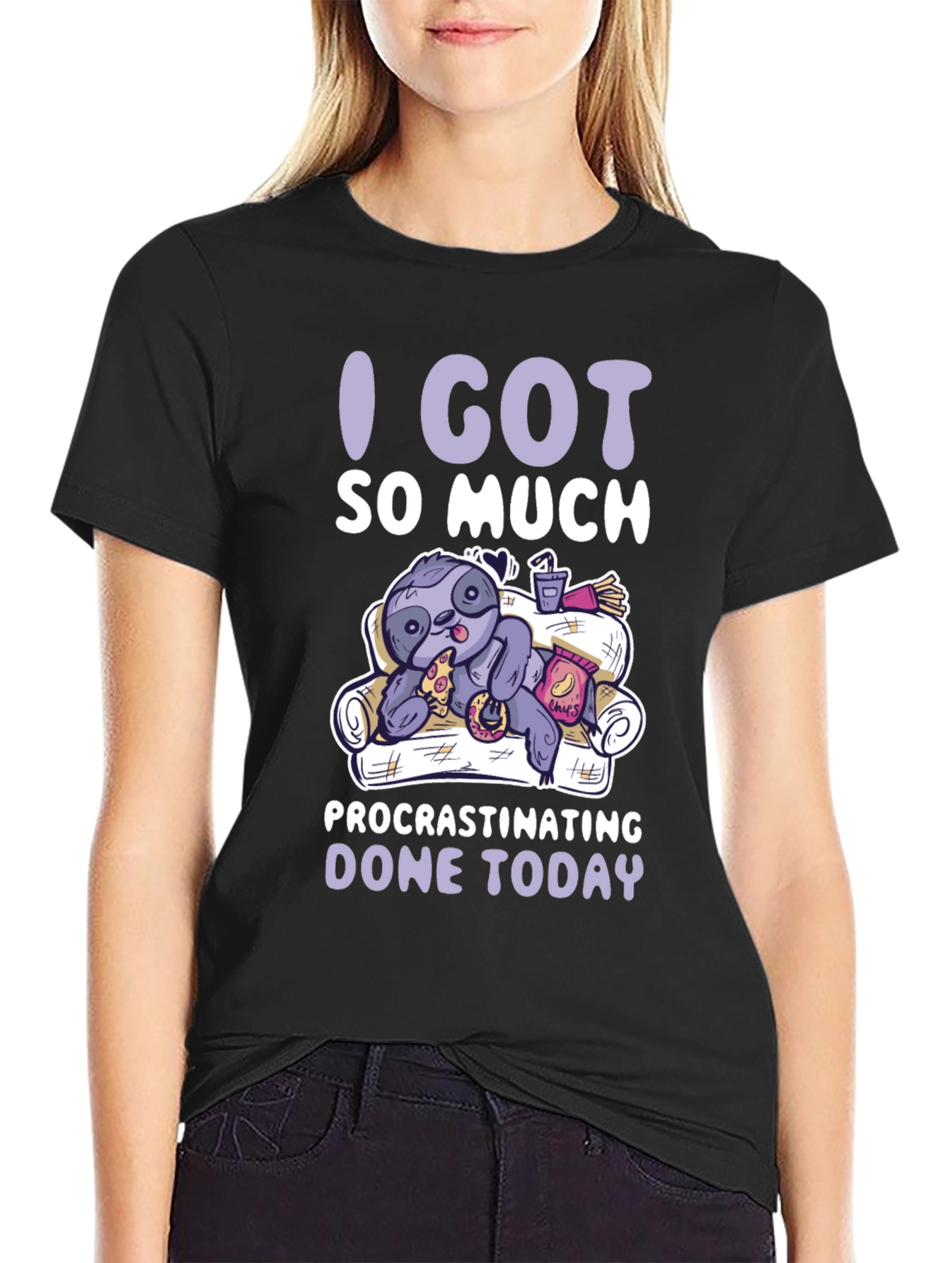 Procrastinating Sloth Graphic T-Shirt - Lazy Day Comfort