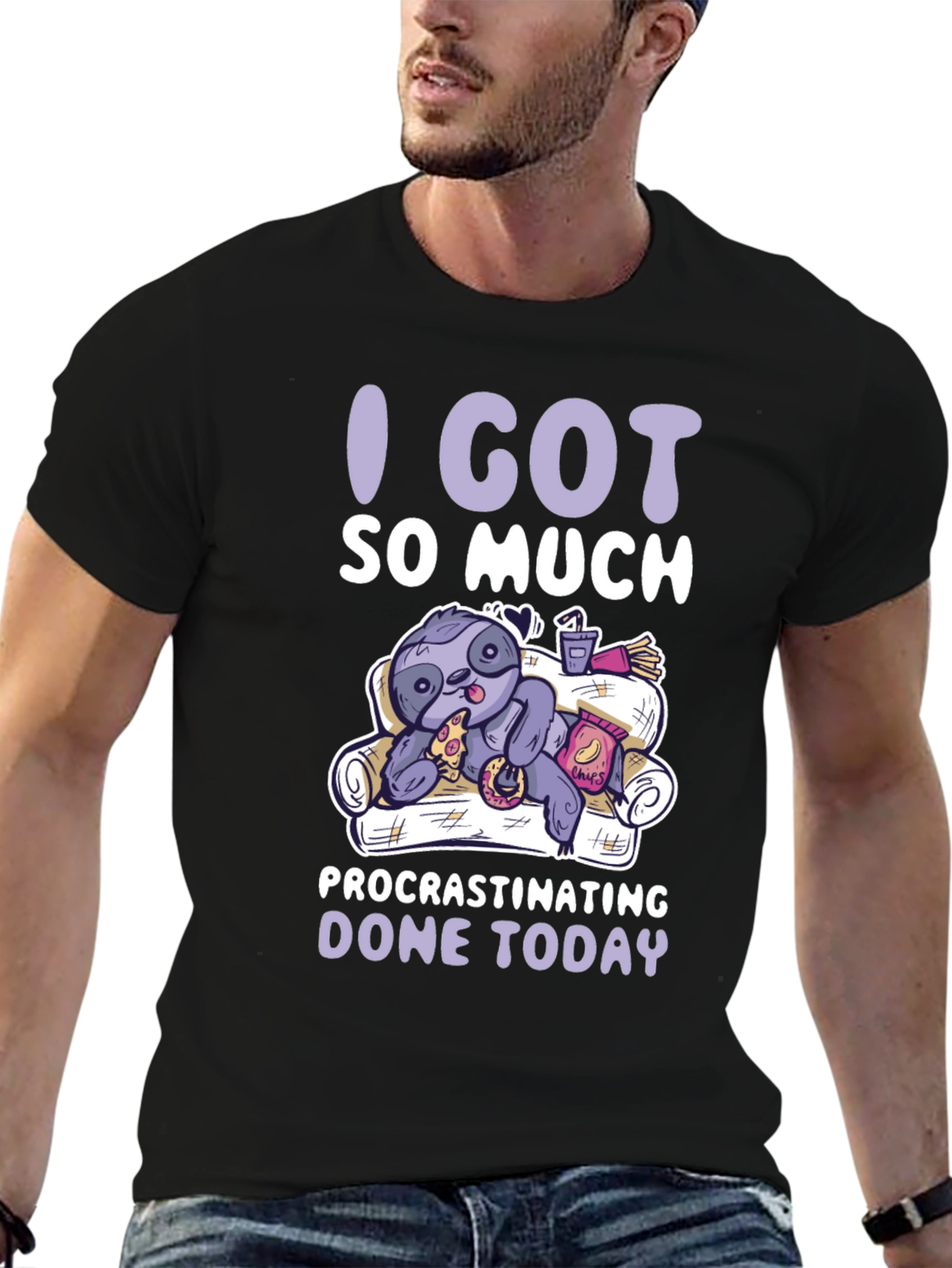 Procrastinating Sloth Graphic T-Shirt - Lazy Day Comfort