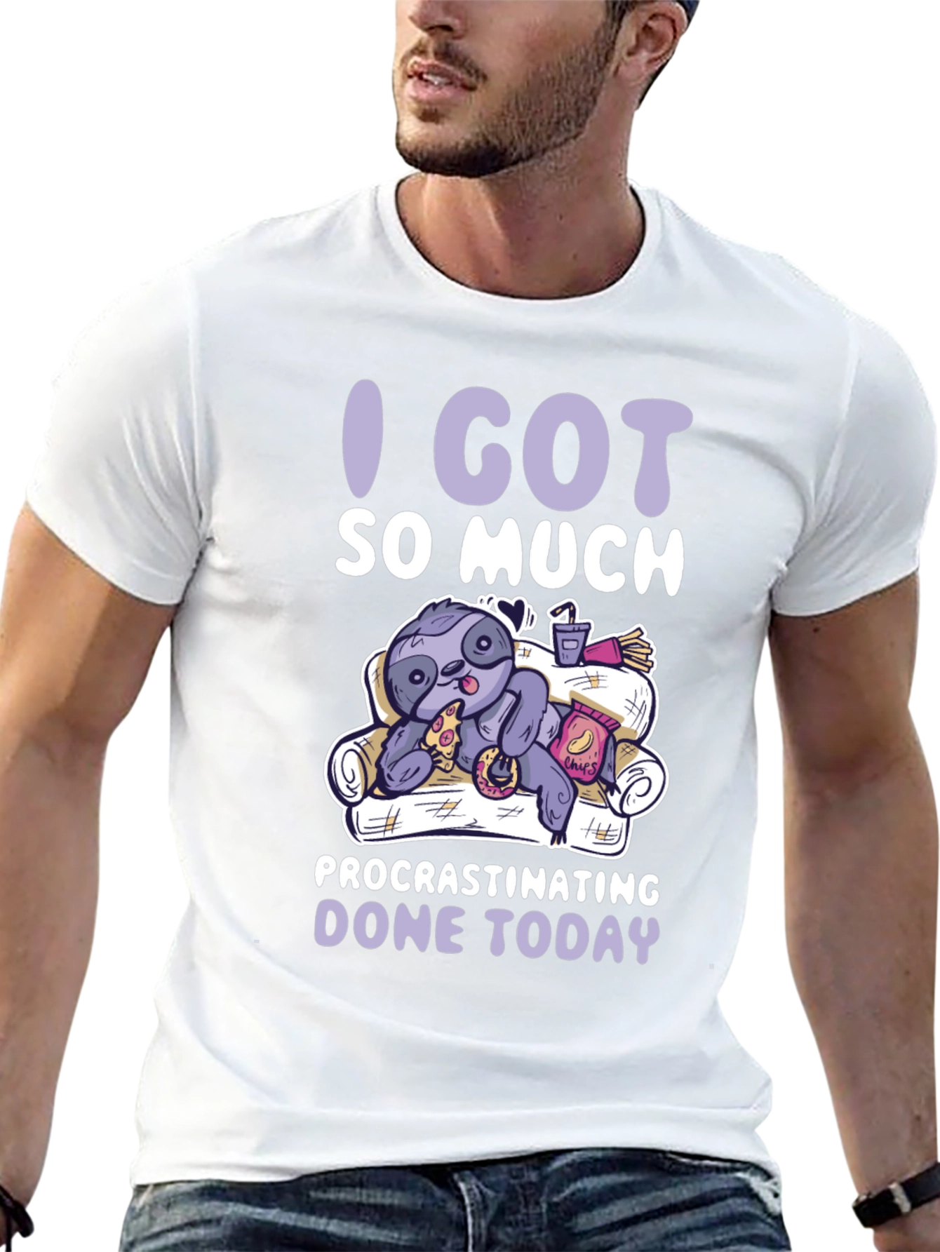 Procrastinating Sloth Graphic T-Shirt - Lazy Day Comfort