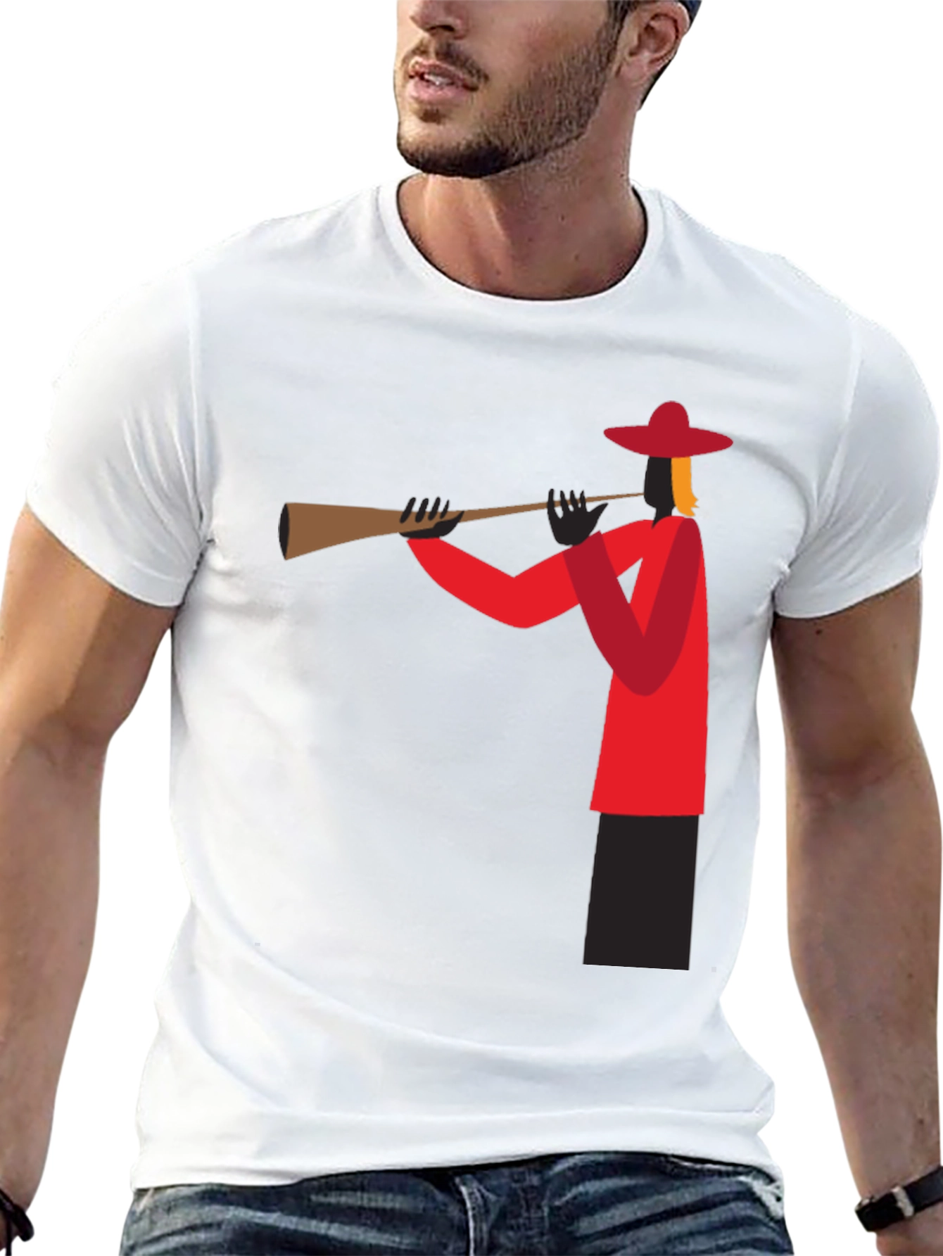 Trumpet Player Graphic Tee - Black Cotton