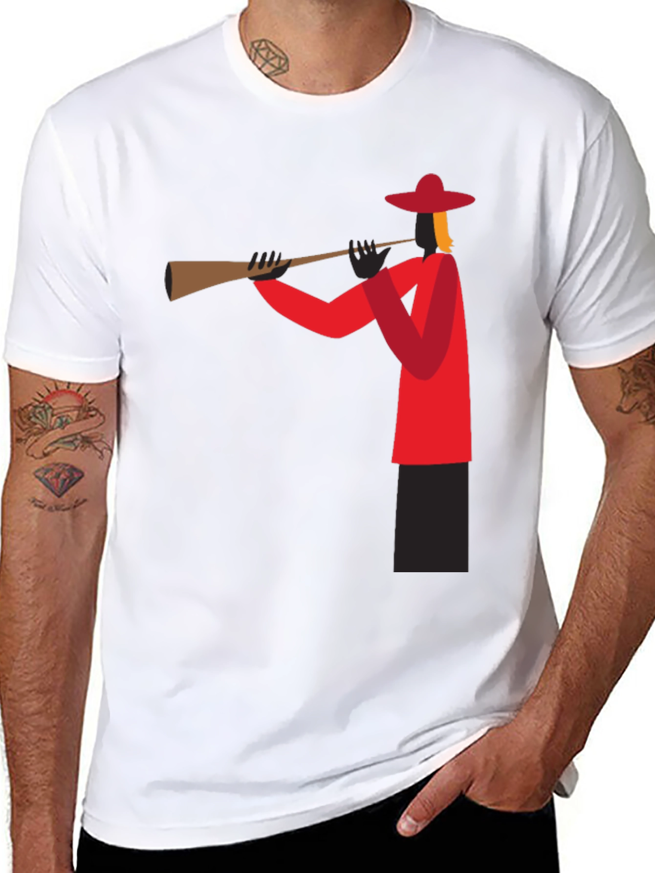 Trumpet Player Graphic Tee - Black Cotton