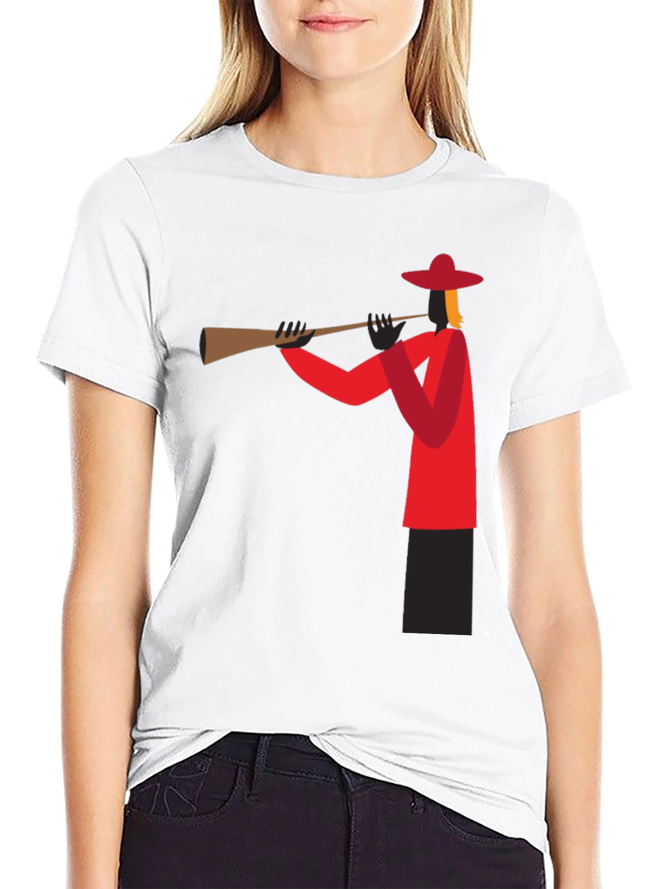 Trumpet Player Graphic Tee - Black Cotton