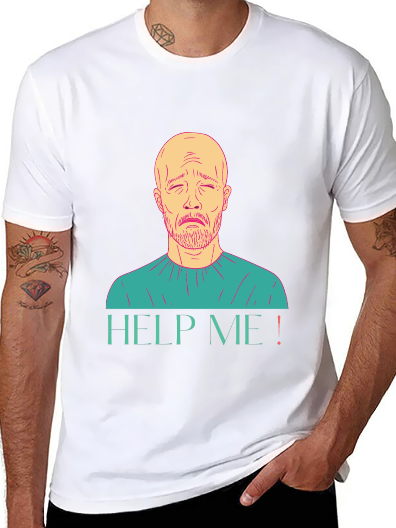Help Me Graphic T-Shirt Sad Man Design