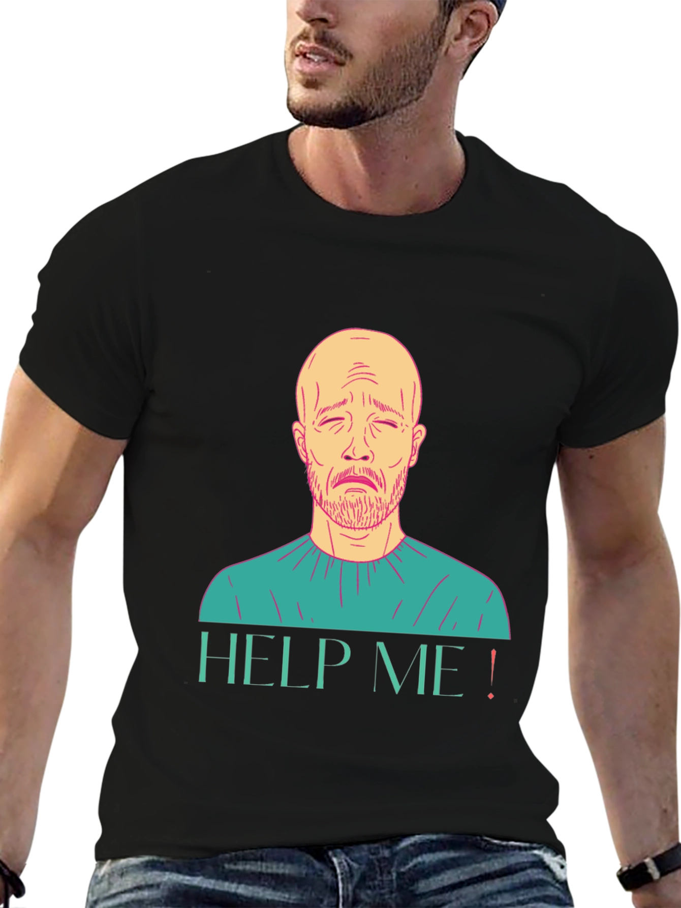Help Me Graphic T-Shirt Sad Man Design