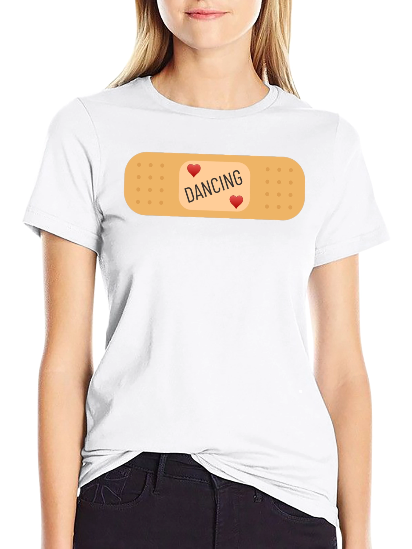 Dancing Hearts Bandage Graphic Tee - Black