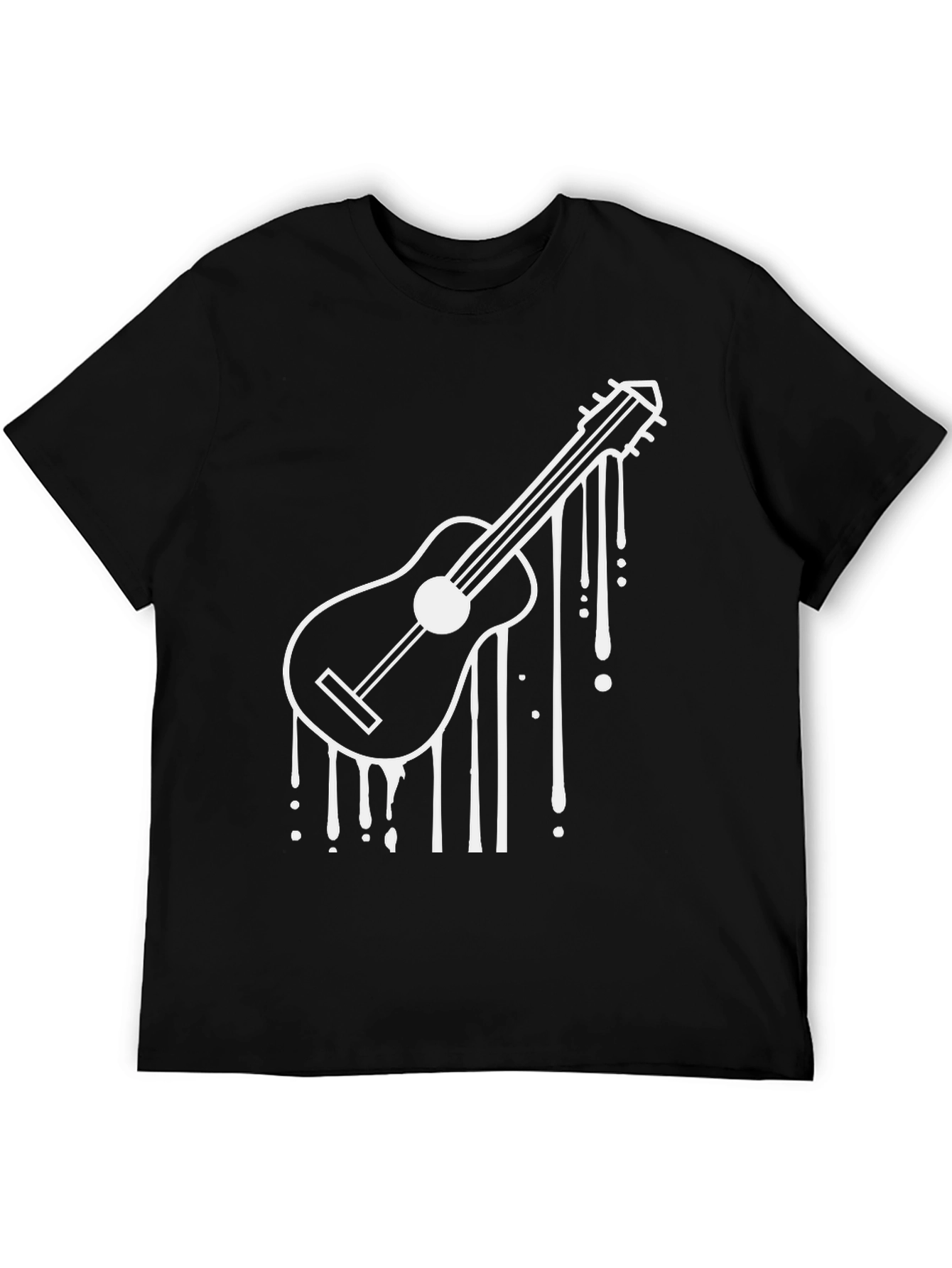 Guitar Drip Graphic Black Tee - Cool Musician T-Shirt