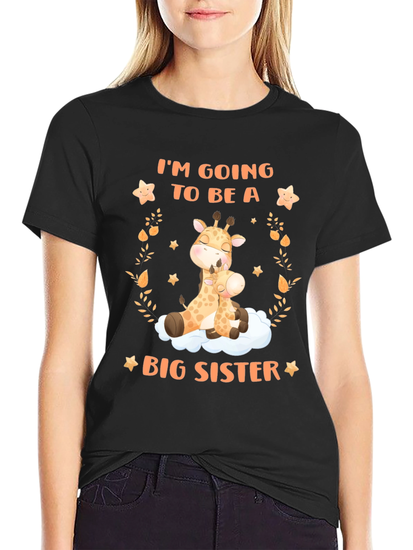 Big Sister Giraffe Graphic Tee - Baby Announcement