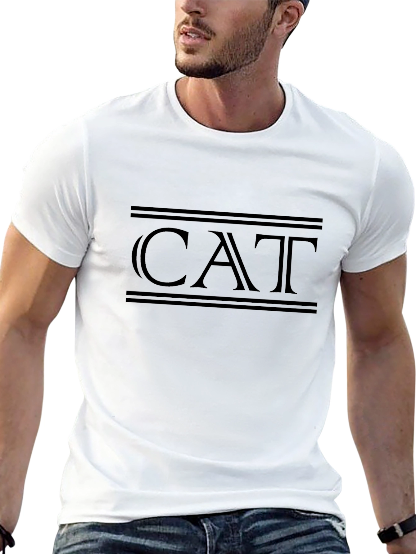Mens Black CAT Graphic T-Shirt