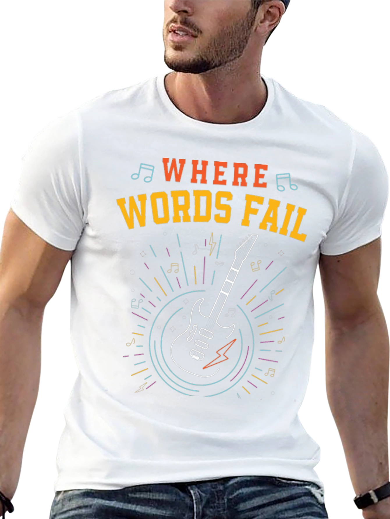 Where Words Fail Guitar T-Shirt