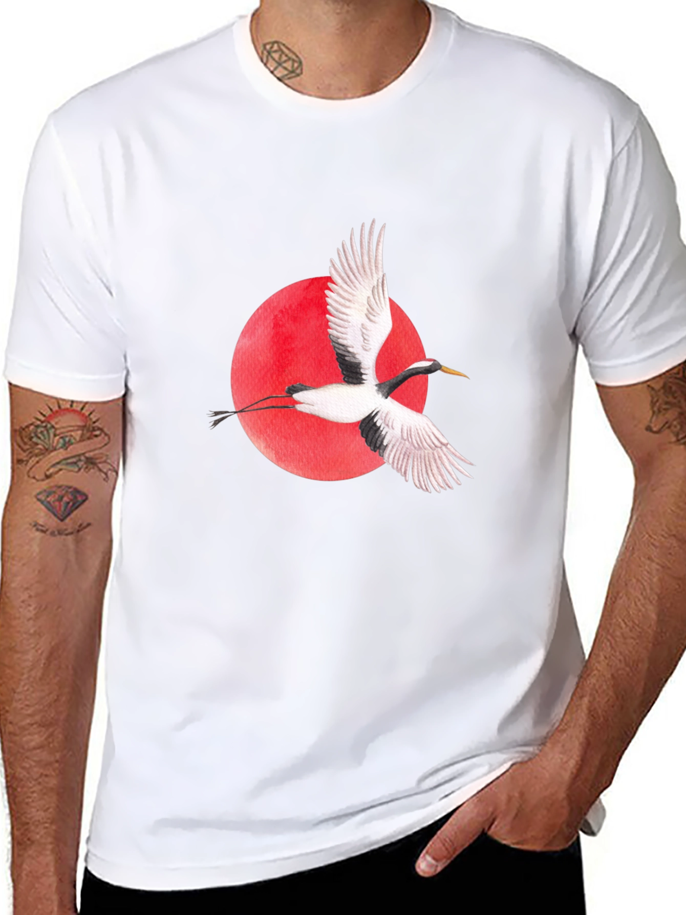 Crane Graphic Black T-Shirt
