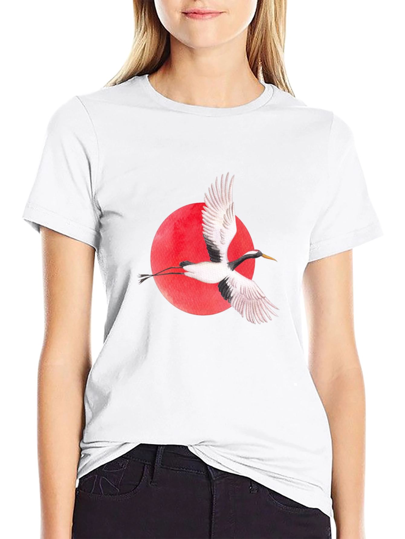 Crane Graphic Black T-Shirt