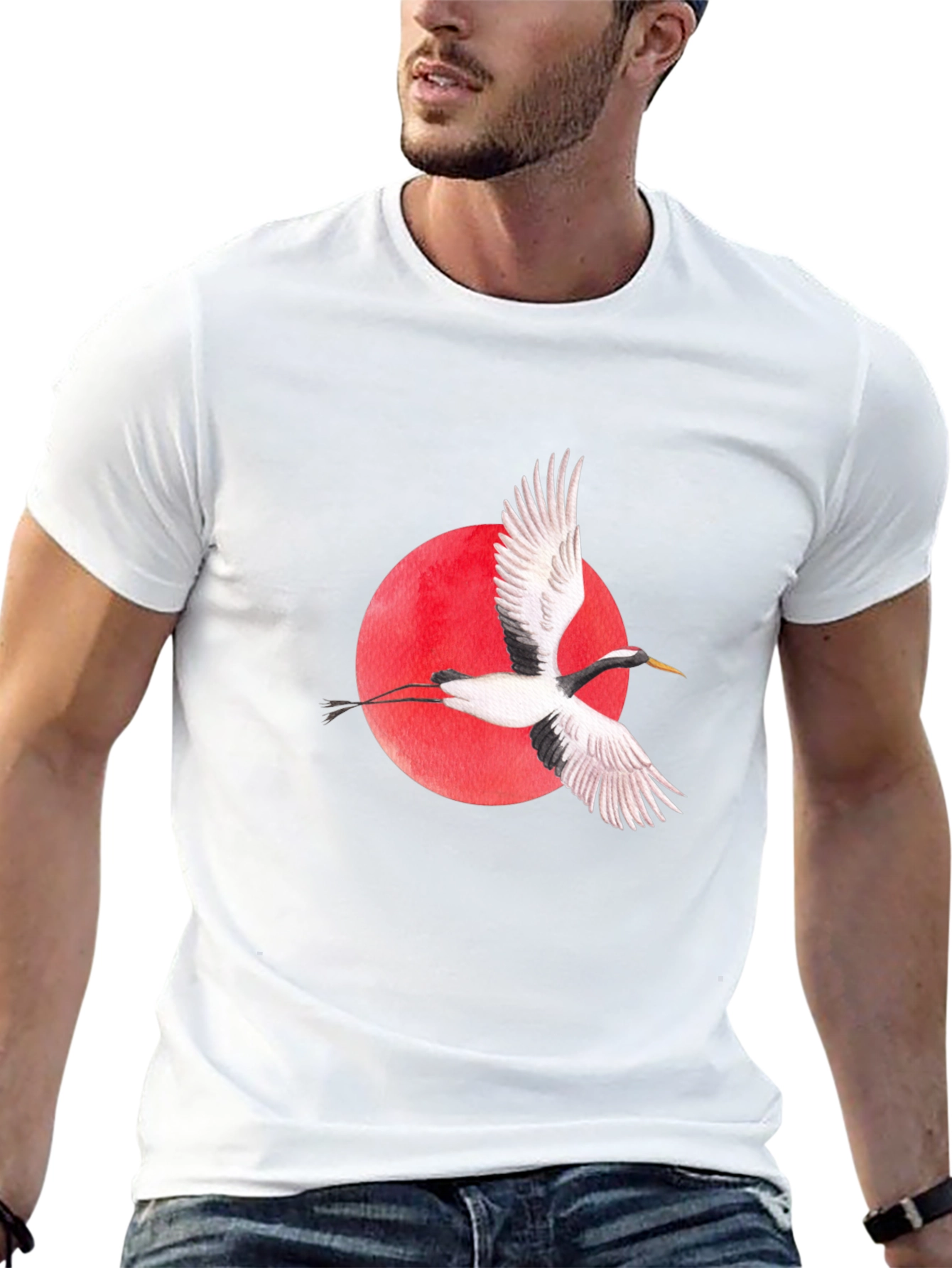 Crane Graphic Black T-Shirt