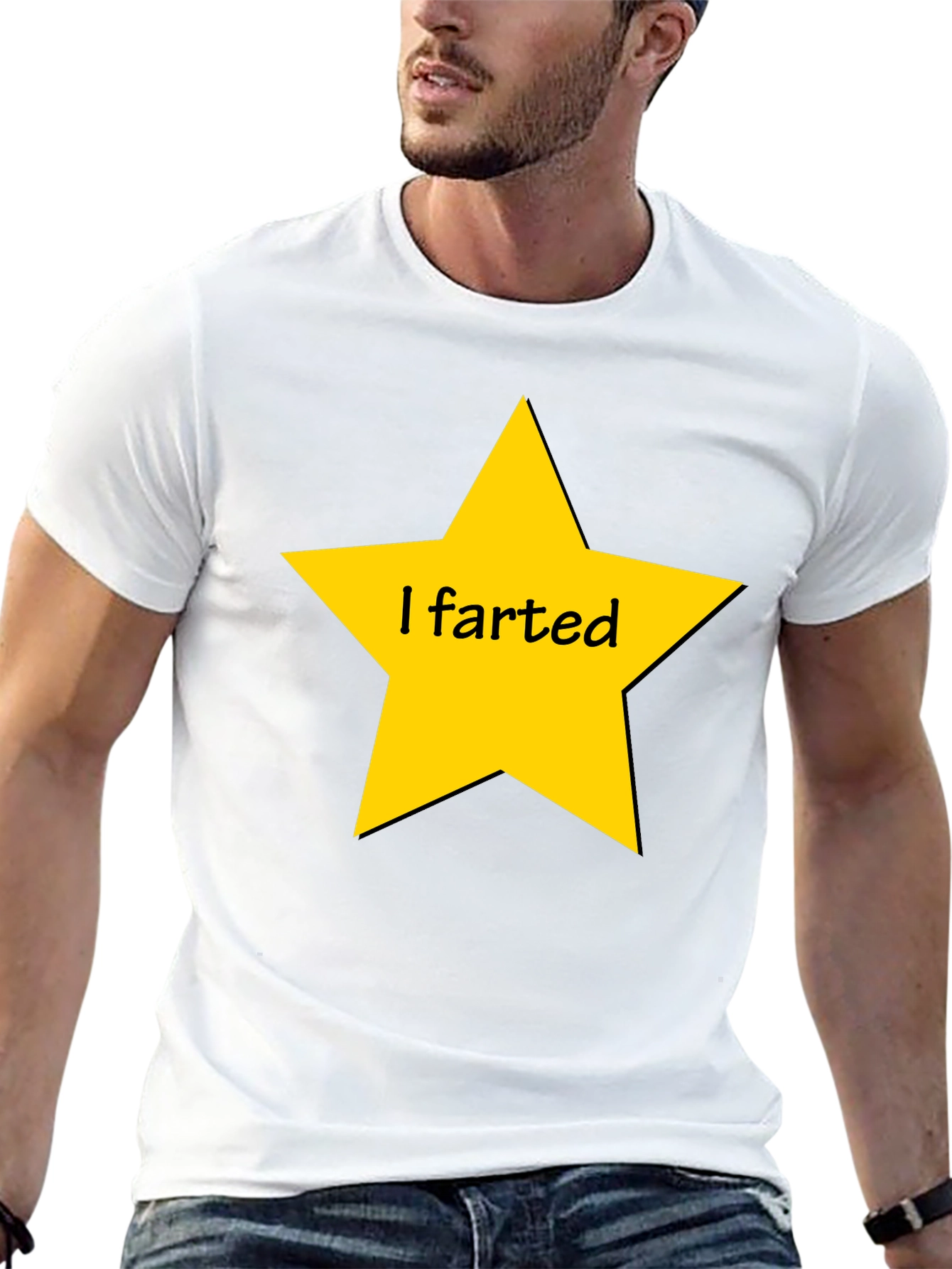 Humorous I Farted Star Graphic Black T-Shirt