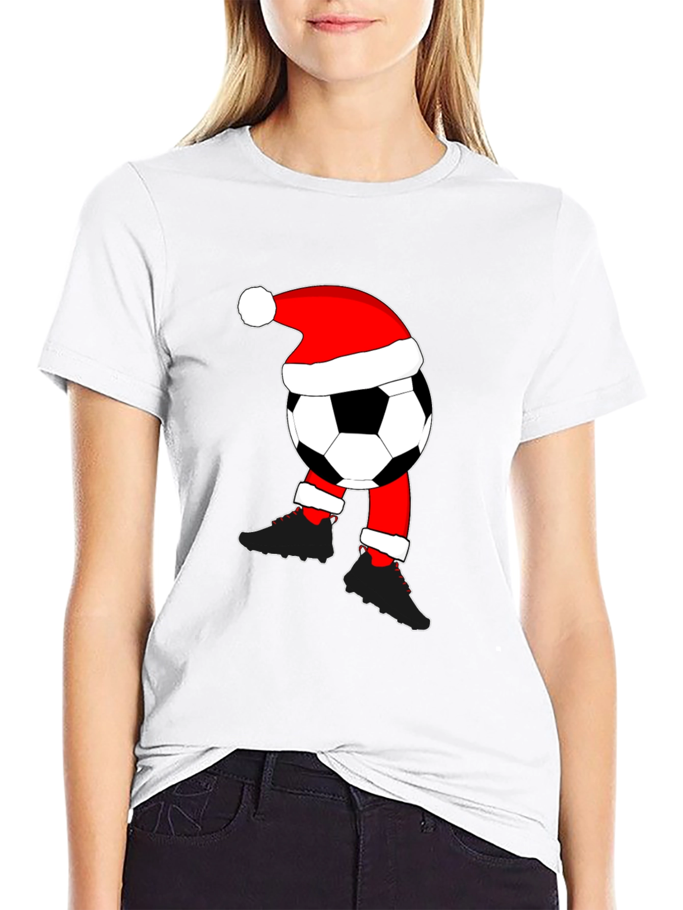 Soccer Ball Santa Hat Christmas T-Shirt