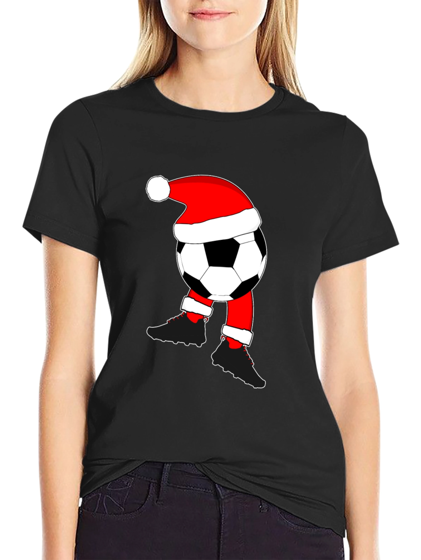 Soccer Ball Santa Hat Christmas T-Shirt