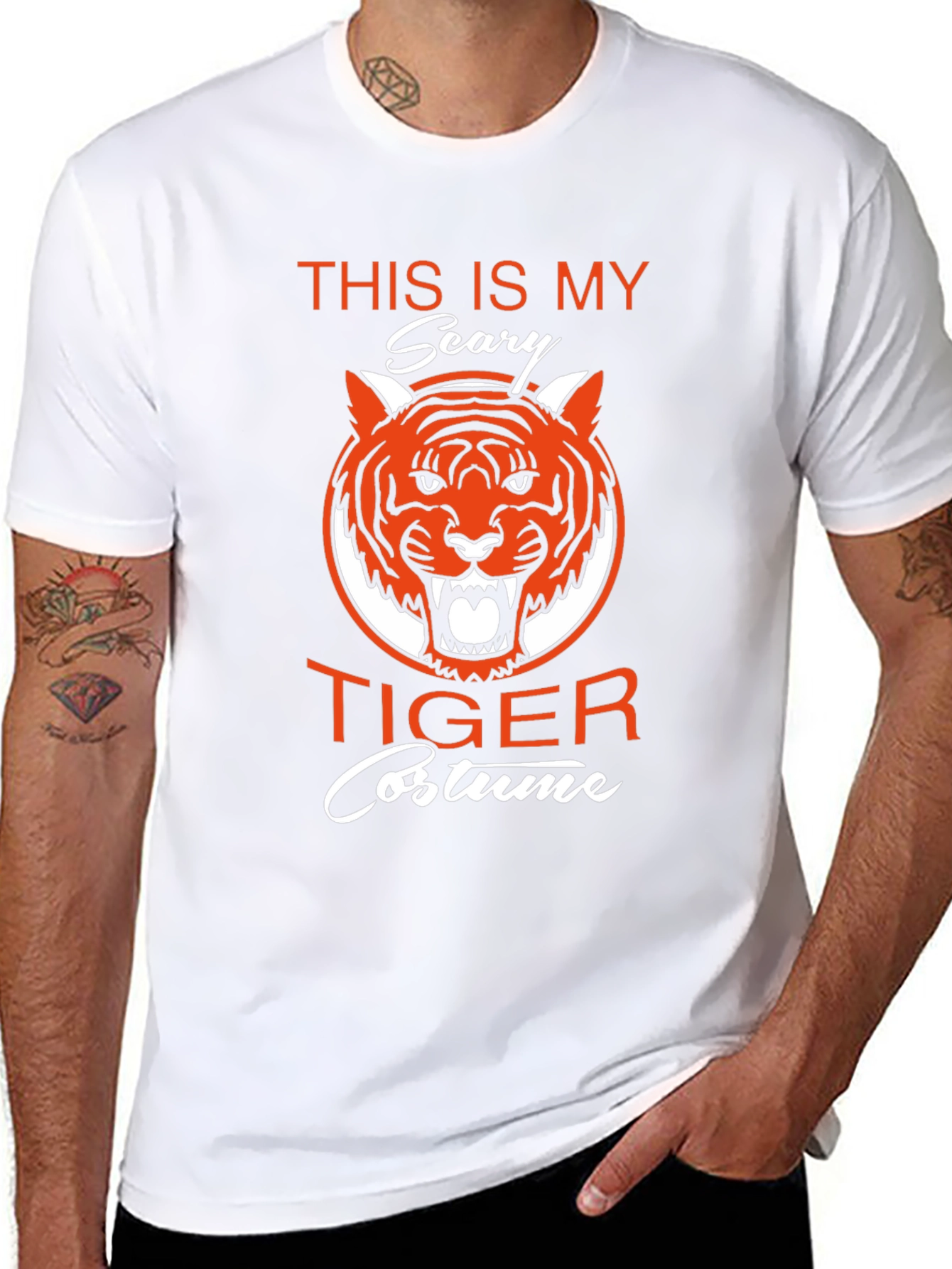 Scary Tiger Costume Graphic T-Shirt