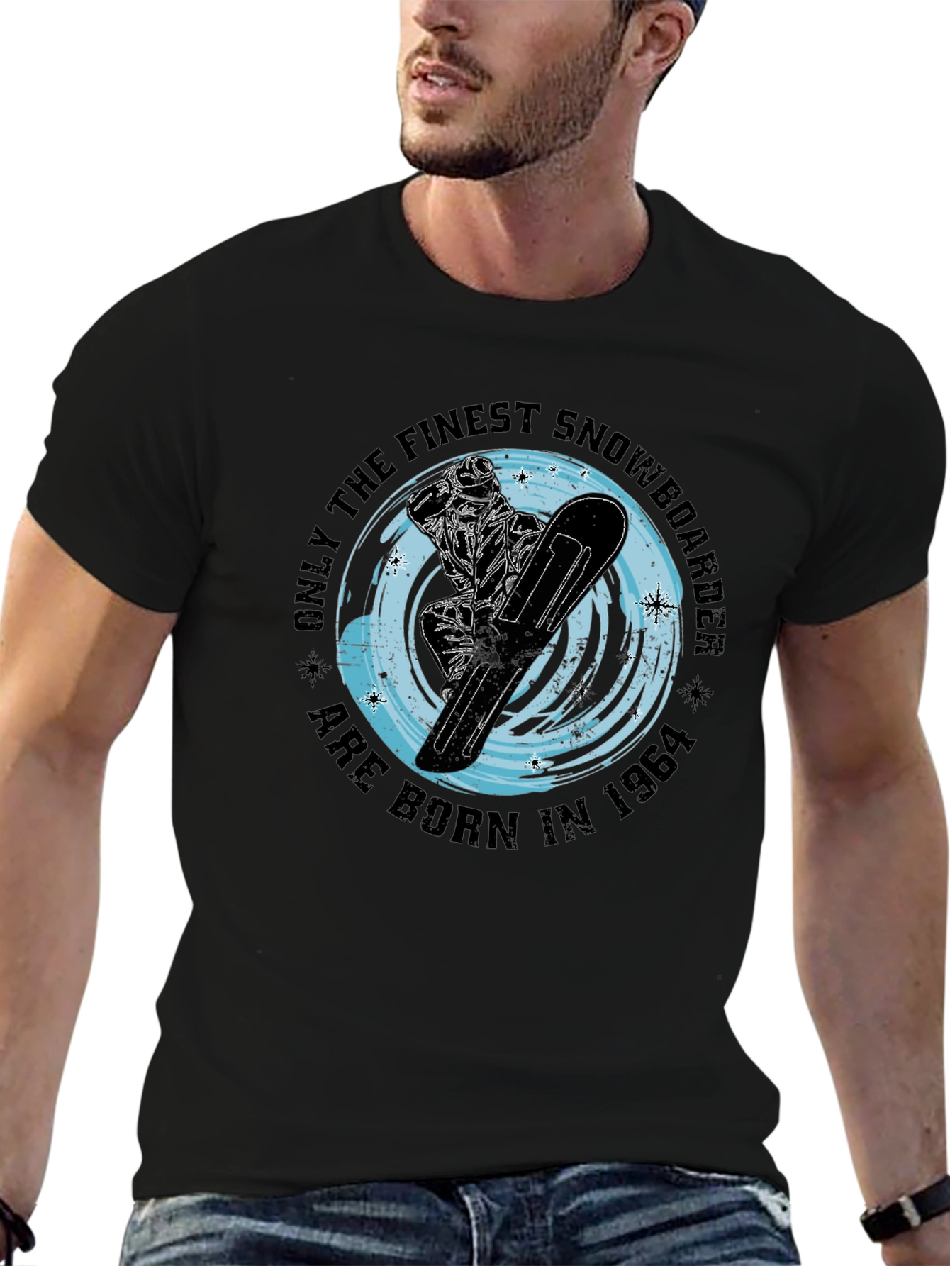 Finest Snowboarder Born 1964 Black T-Shirt