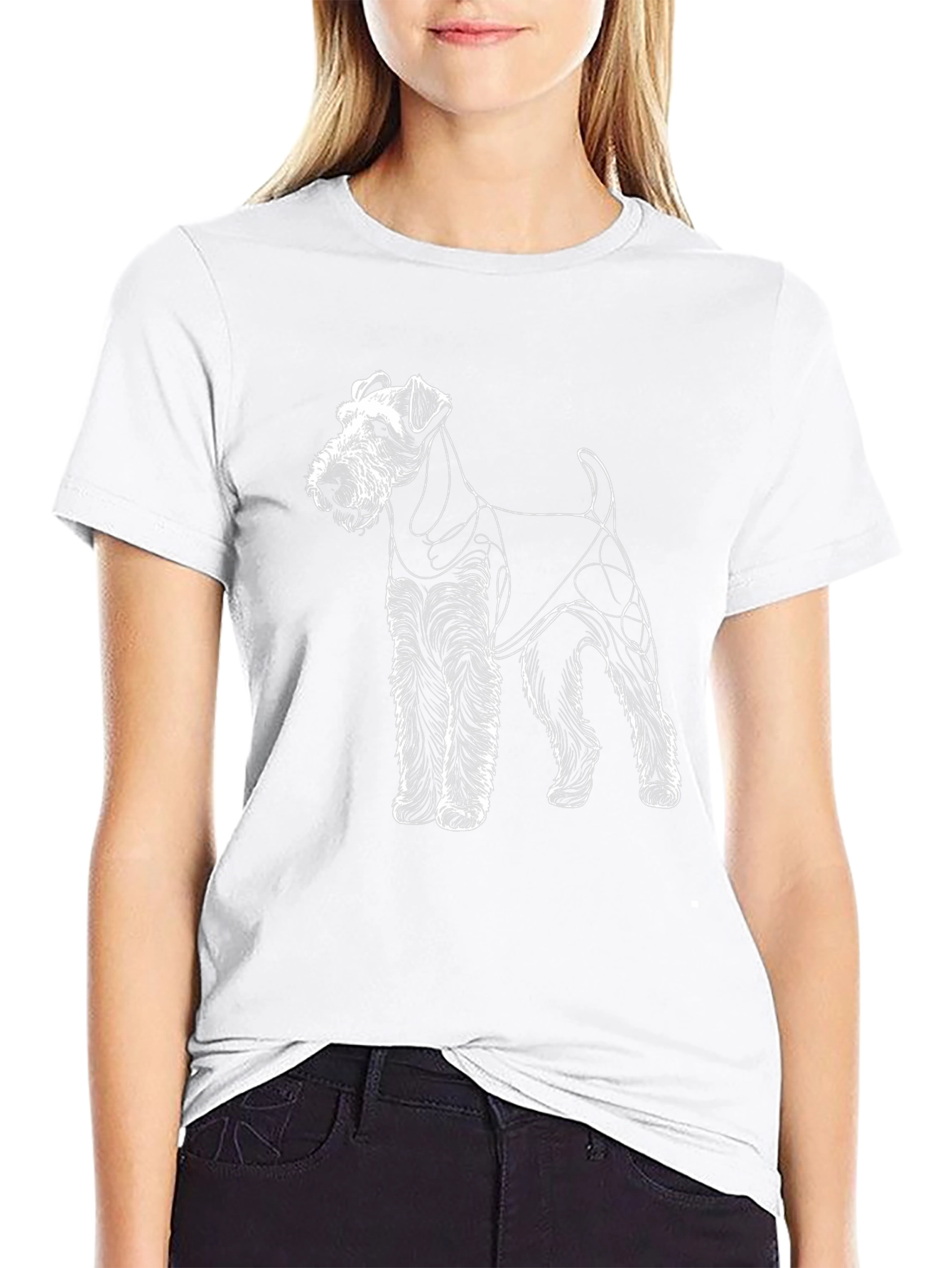 Wire Fox Terrier Outline Black T-Shirt