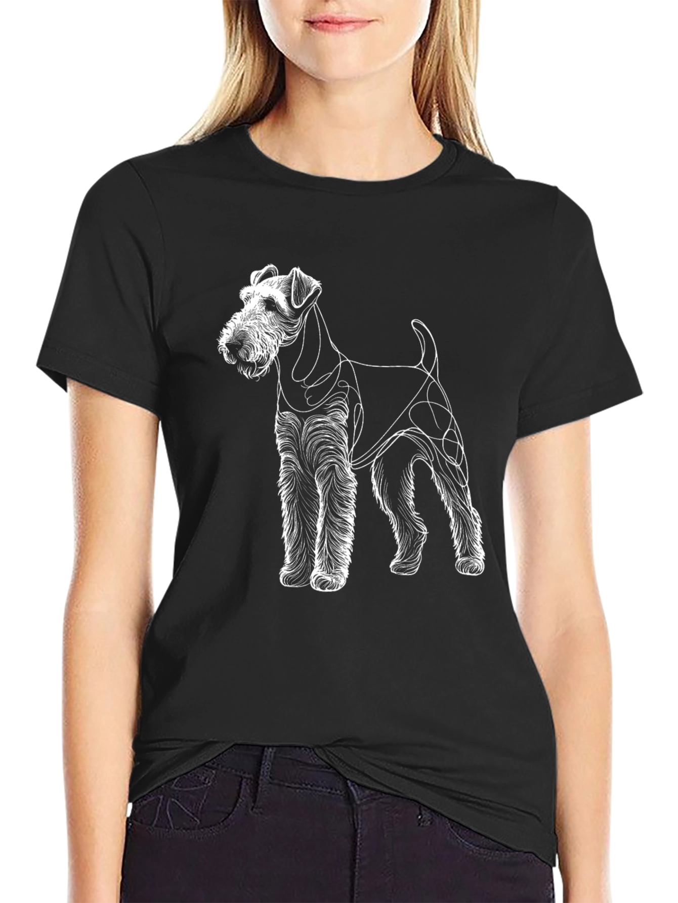 Wire Fox Terrier Outline Black T-Shirt