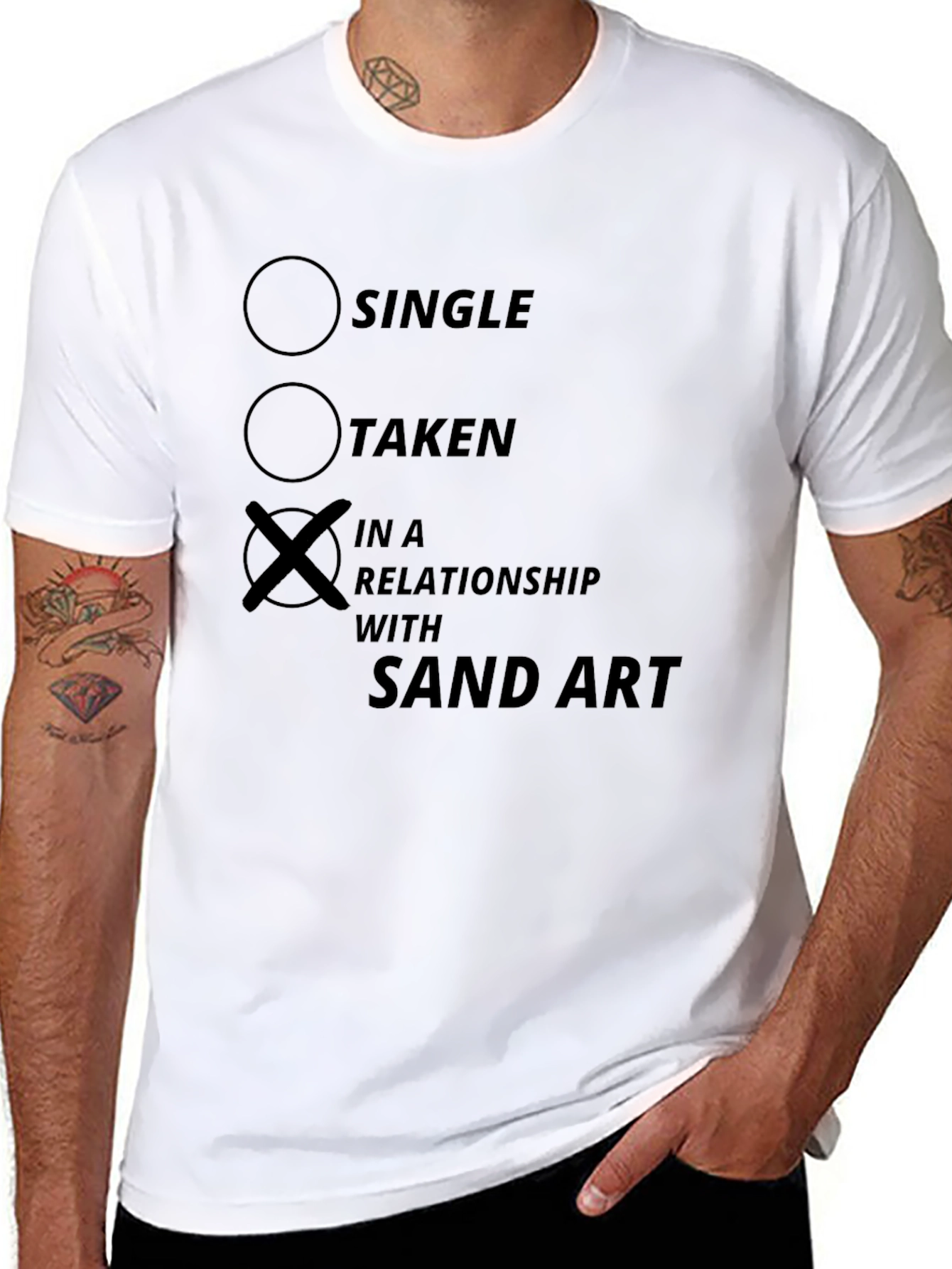Sand Art Relationship T-Shirt - Novelty Graphic Tee