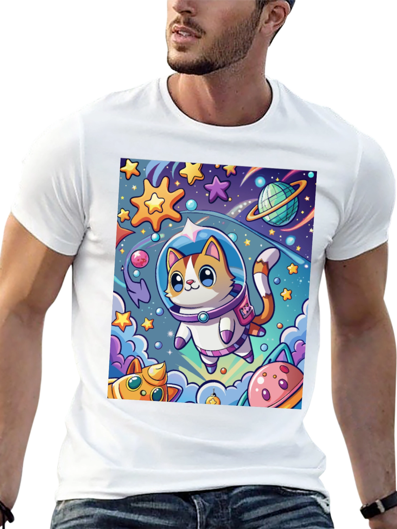 Cartoon Cat Astronaut Unisex T-Shirt